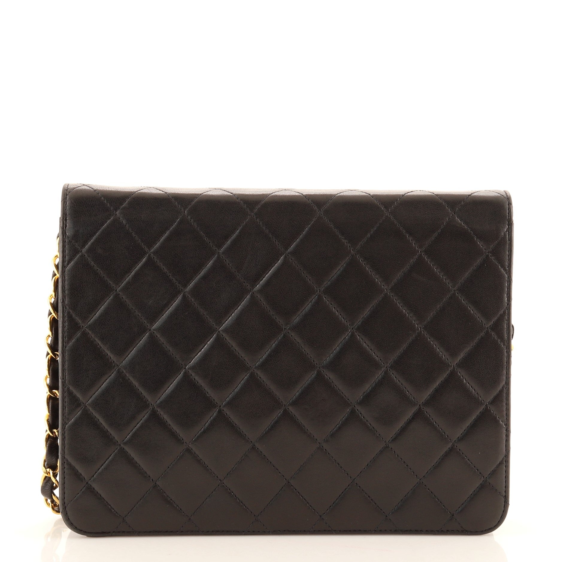 Vintage Clutch with Chain Quilted Leather Small