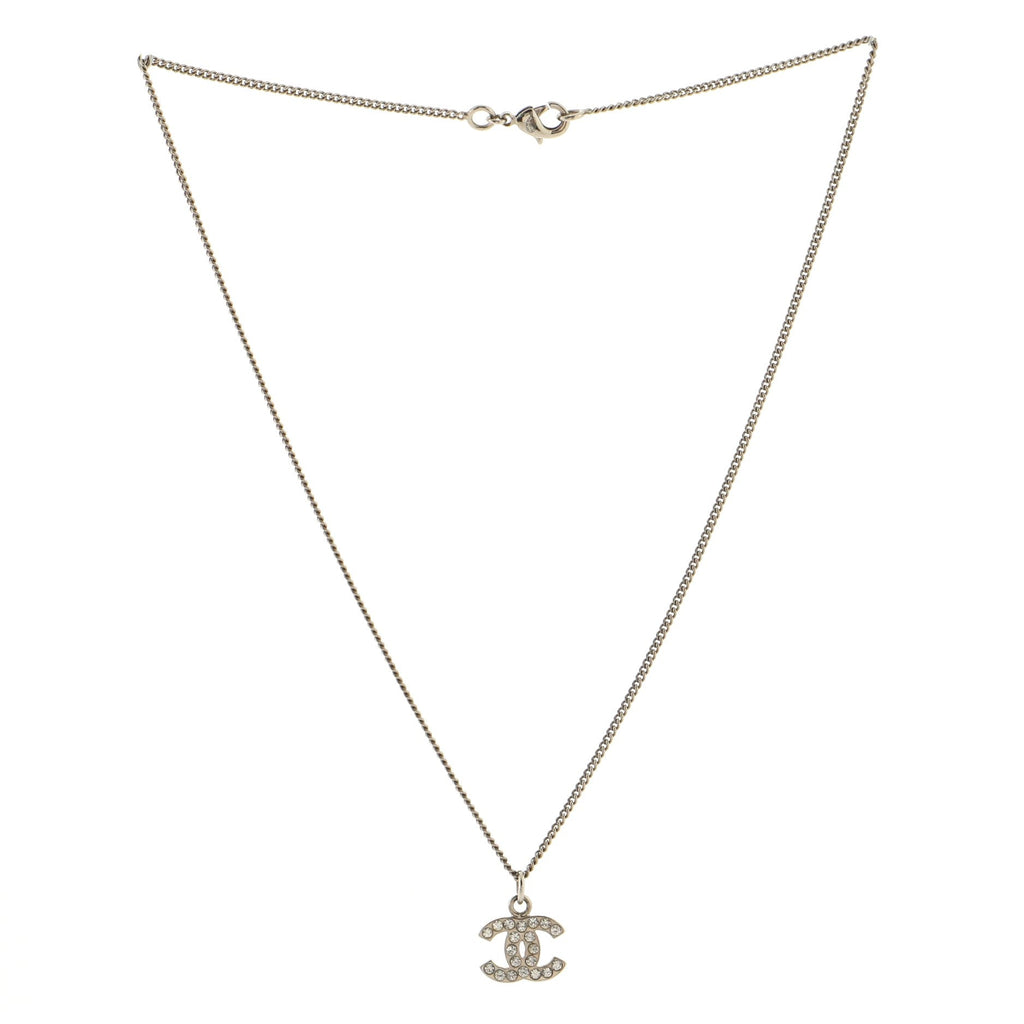 CC Crystal Logo Necklace Metal
