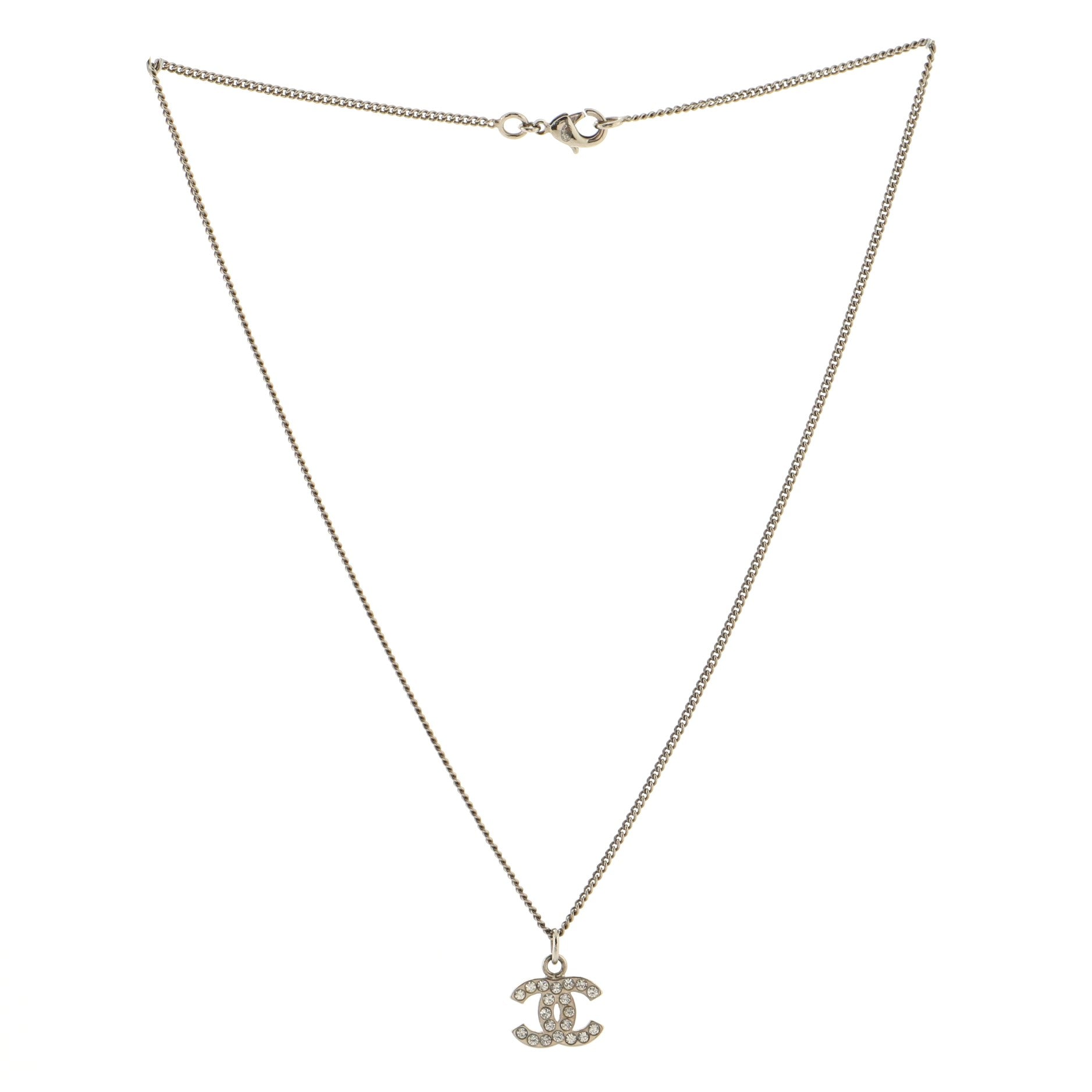 CC Crystal Logo Necklace Metal