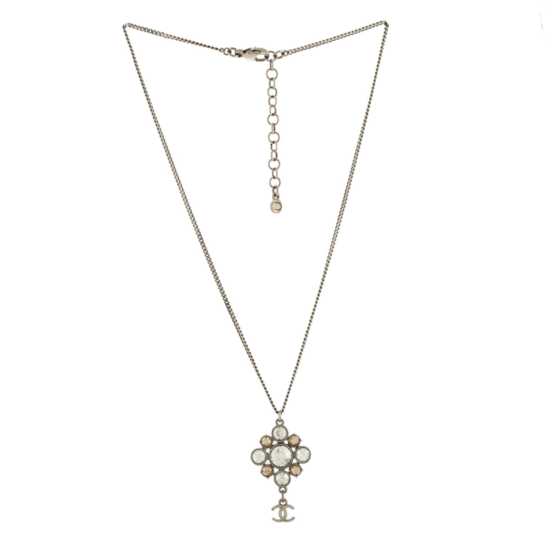 CC Cluster Pendant Necklace Crystal Embellished Metal