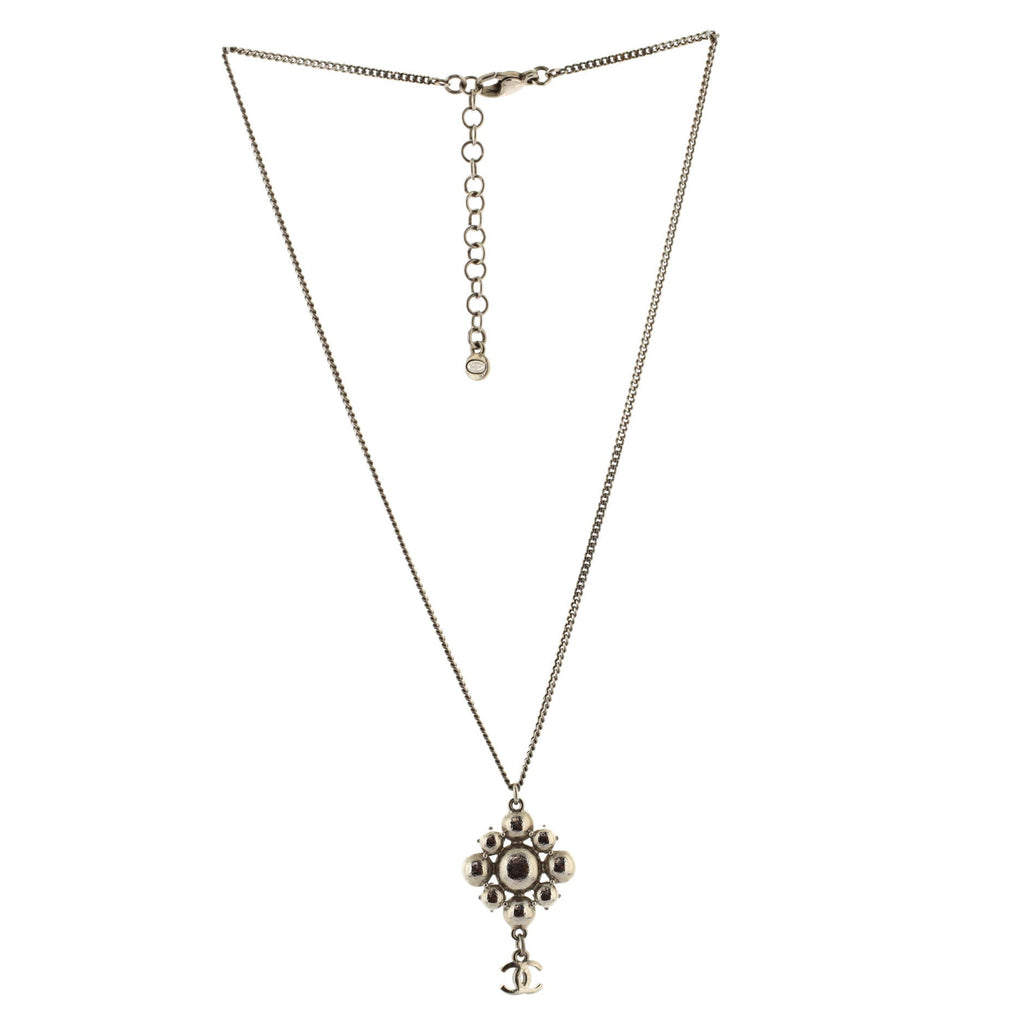 CC Cluster Pendant Necklace Crystal Embellished Metal
