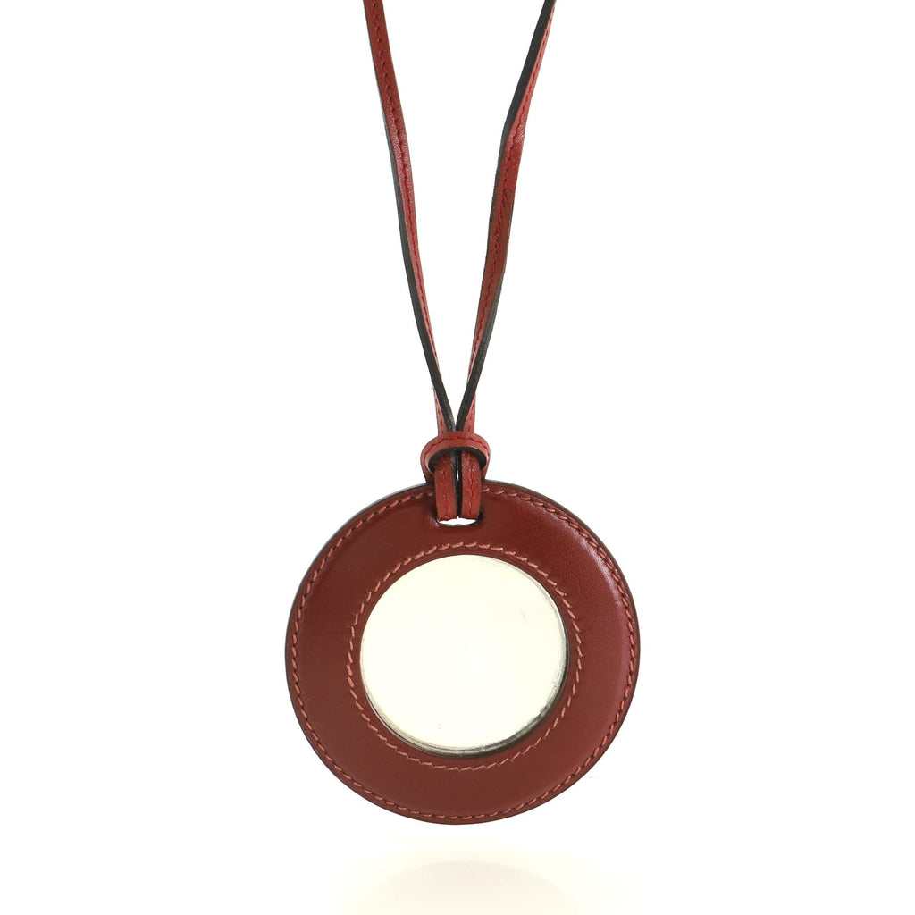 Mirror Pendant Necklace Leather