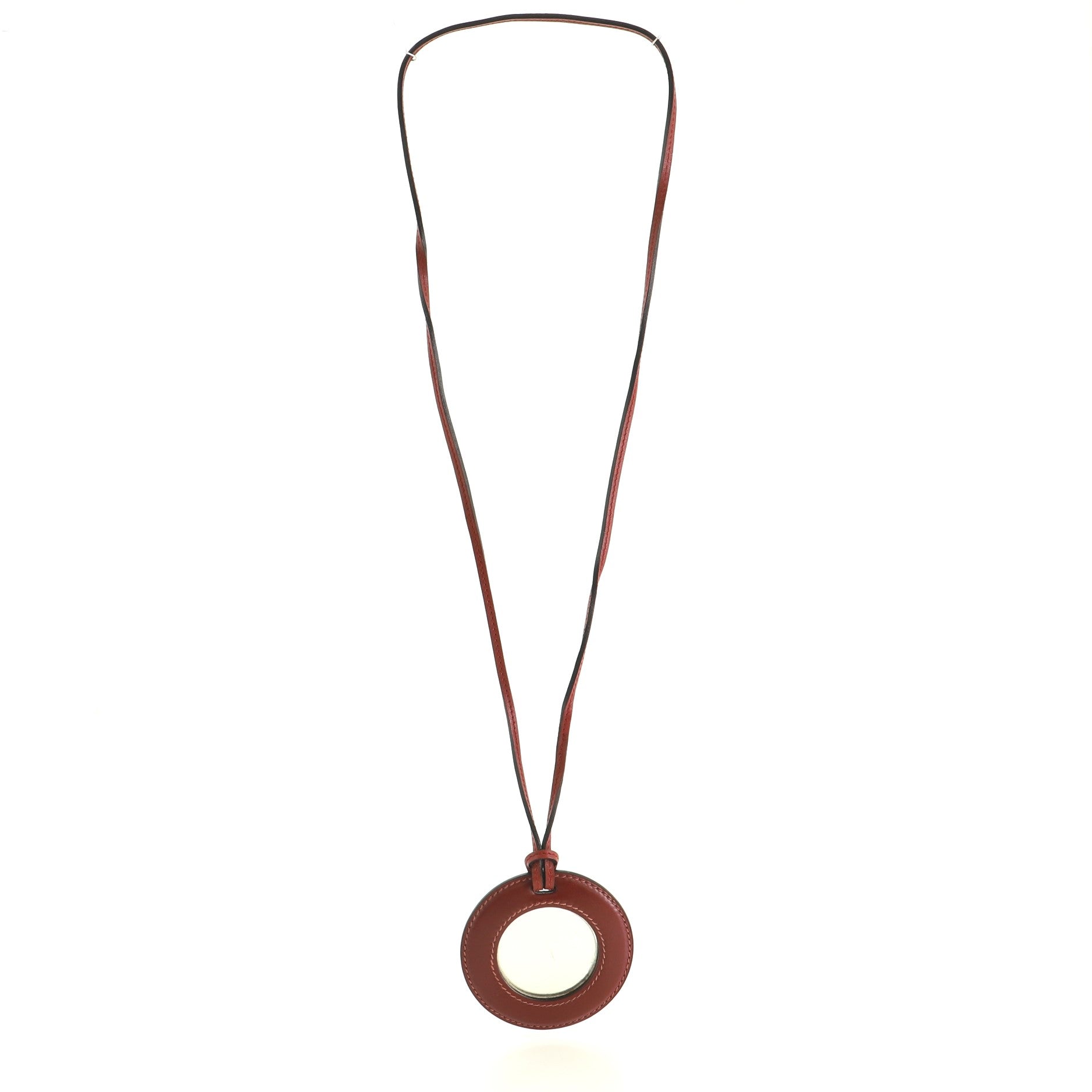 Mirror Pendant Necklace Leather
