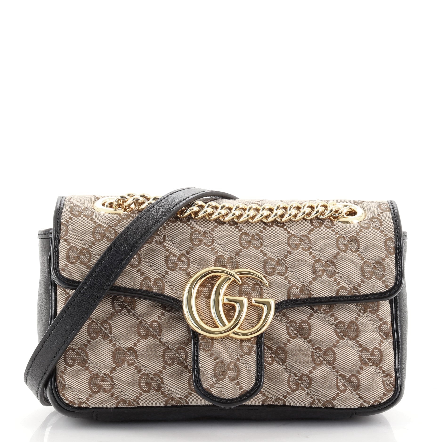 GG Marmont Flap Bag Diagonal Quilted GG Canvas Mini