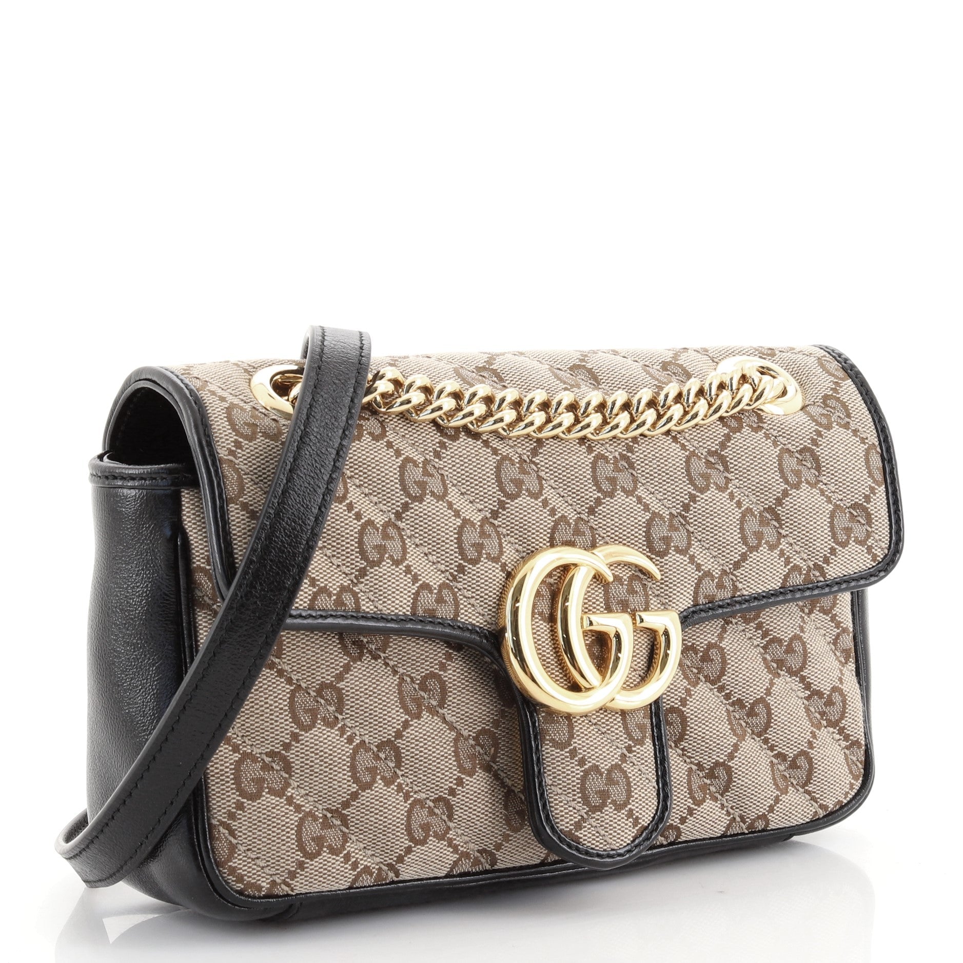 GG Marmont Flap Bag Diagonal Quilted GG Canvas Mini