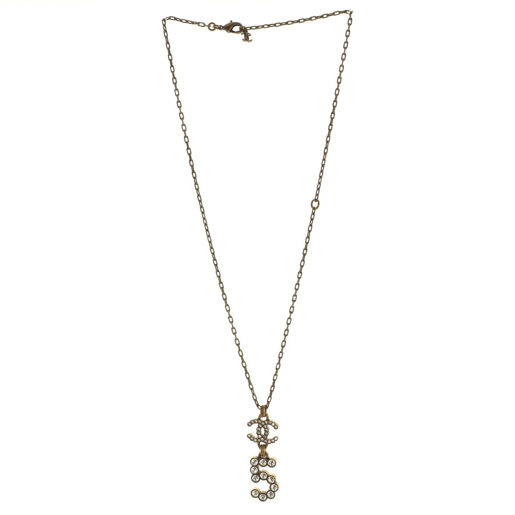 CC No.5  Pendant Necklace Metal with Crystals