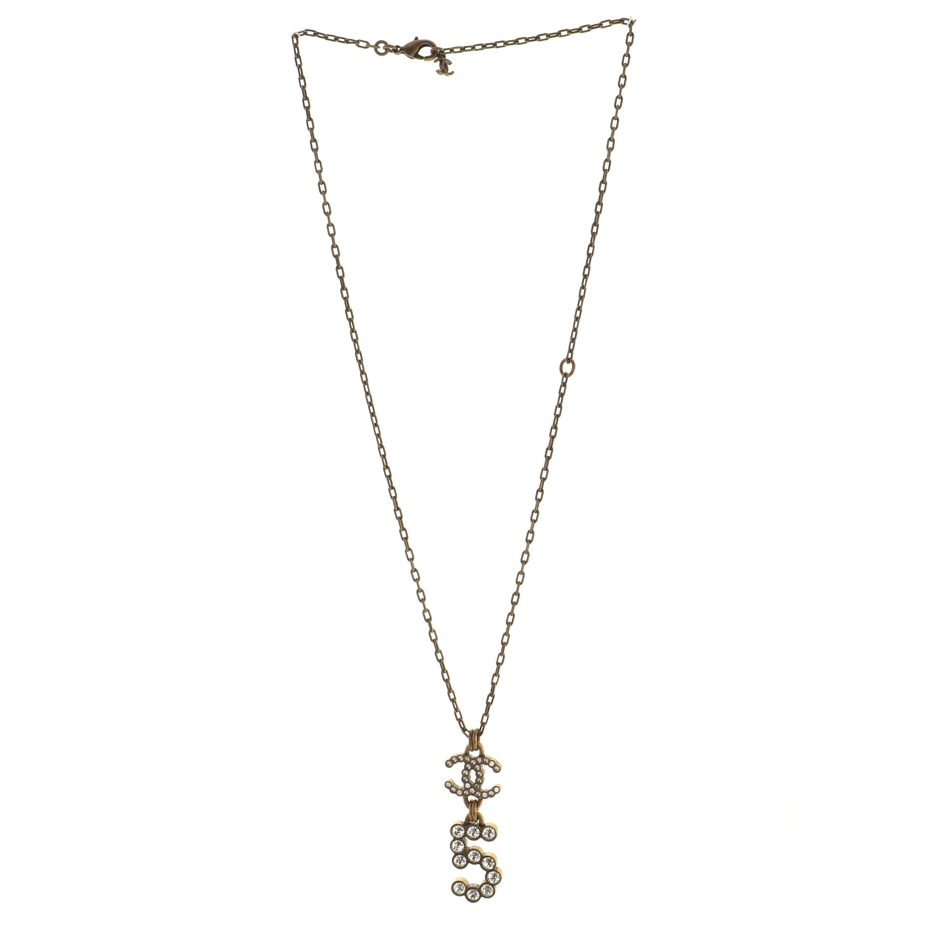CC No.5  Pendant Necklace Metal with Crystals