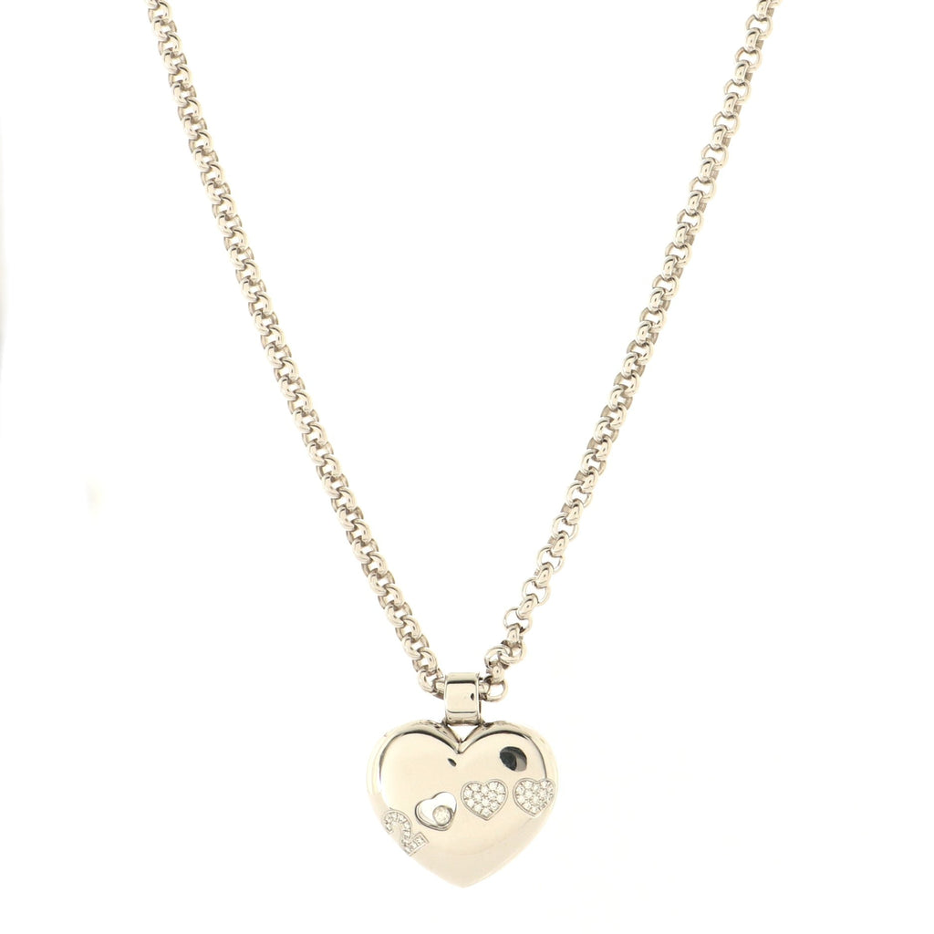 Happy 2000 Heart Pendant Necklace 18K White Gold with Diamond