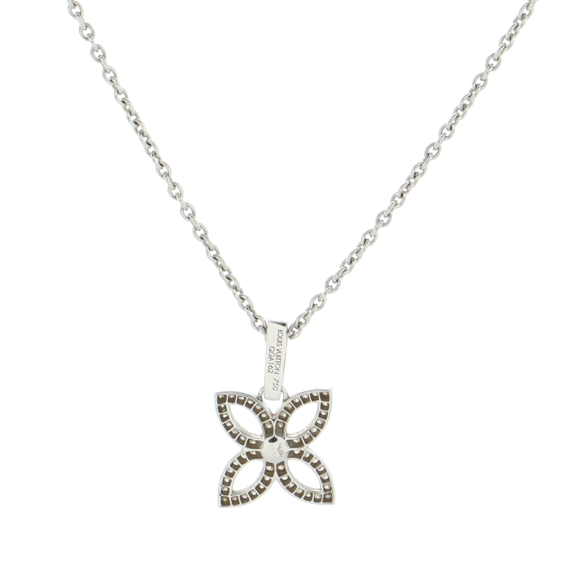 Flower Pendant Necklace 18K White Gold with Diamonds