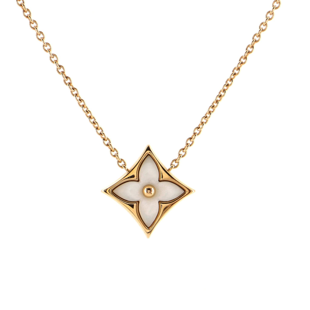 Color Blossom Star Pendant Necklace 18K Rose Gold with Mother of Pearl