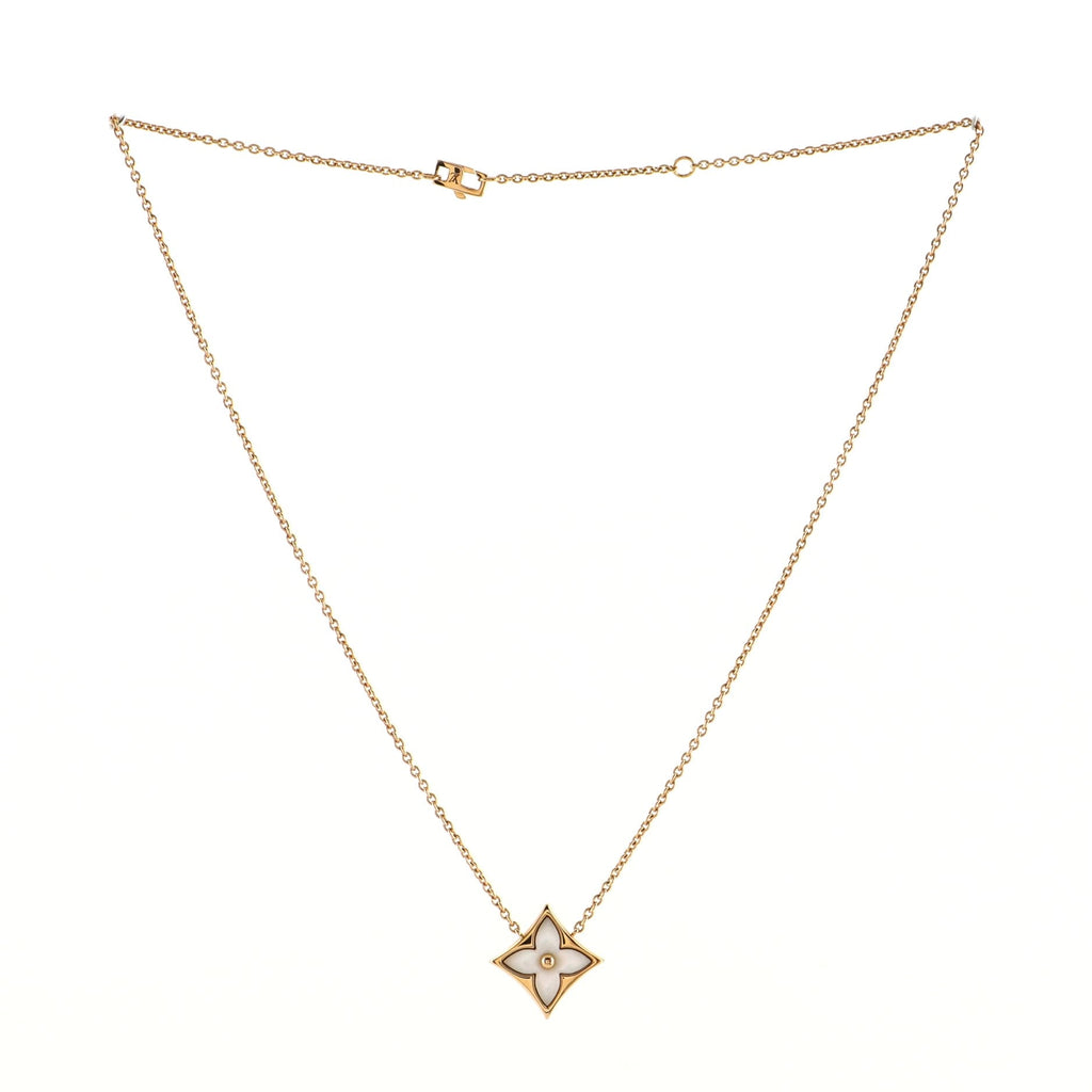 Color Blossom Star Pendant Necklace 18K Rose Gold with Mother of Pearl