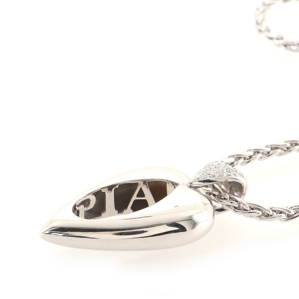 Heart Pendant Necklace 18K White Gold with Diamonds Medium