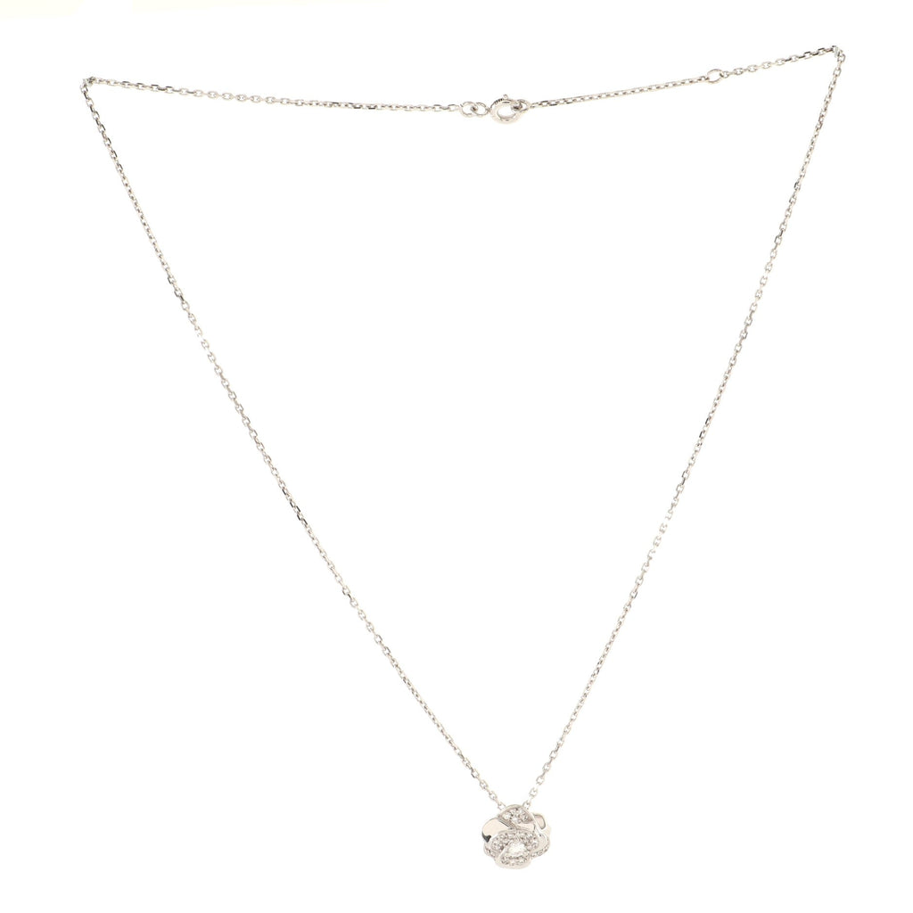 Camellia Pendant Necklace 18K White Gold with Diamonds