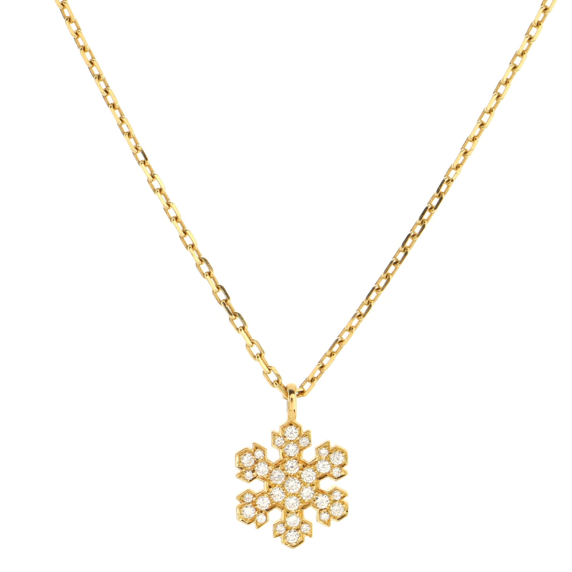 Fiocco di Neve Pendant Necklace 18K Yellow Gold and Diamonds