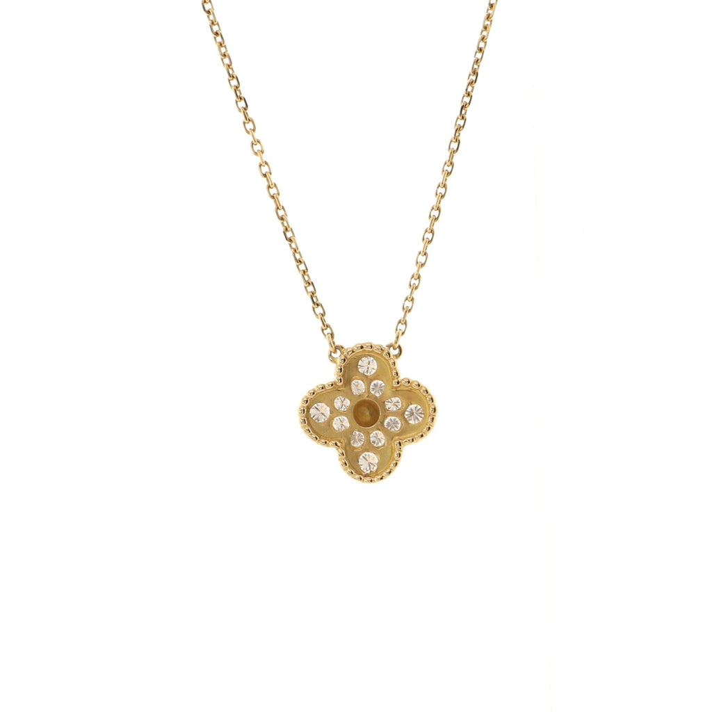 Vintage Alhambra Pendant Necklace 18K Yellow Gold and Diamonds