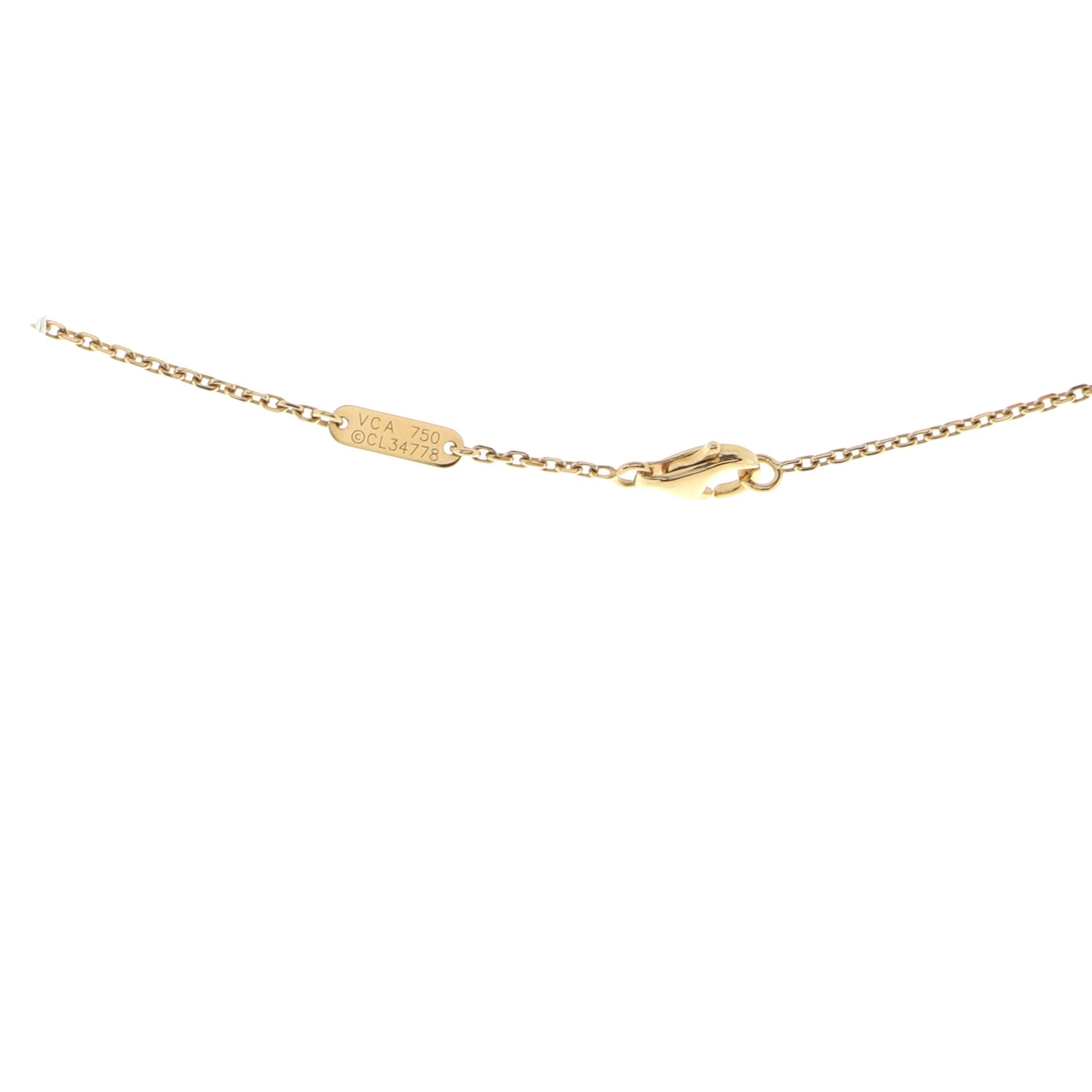 Vintage Alhambra Pendant Necklace 18K Yellow Gold and Diamonds