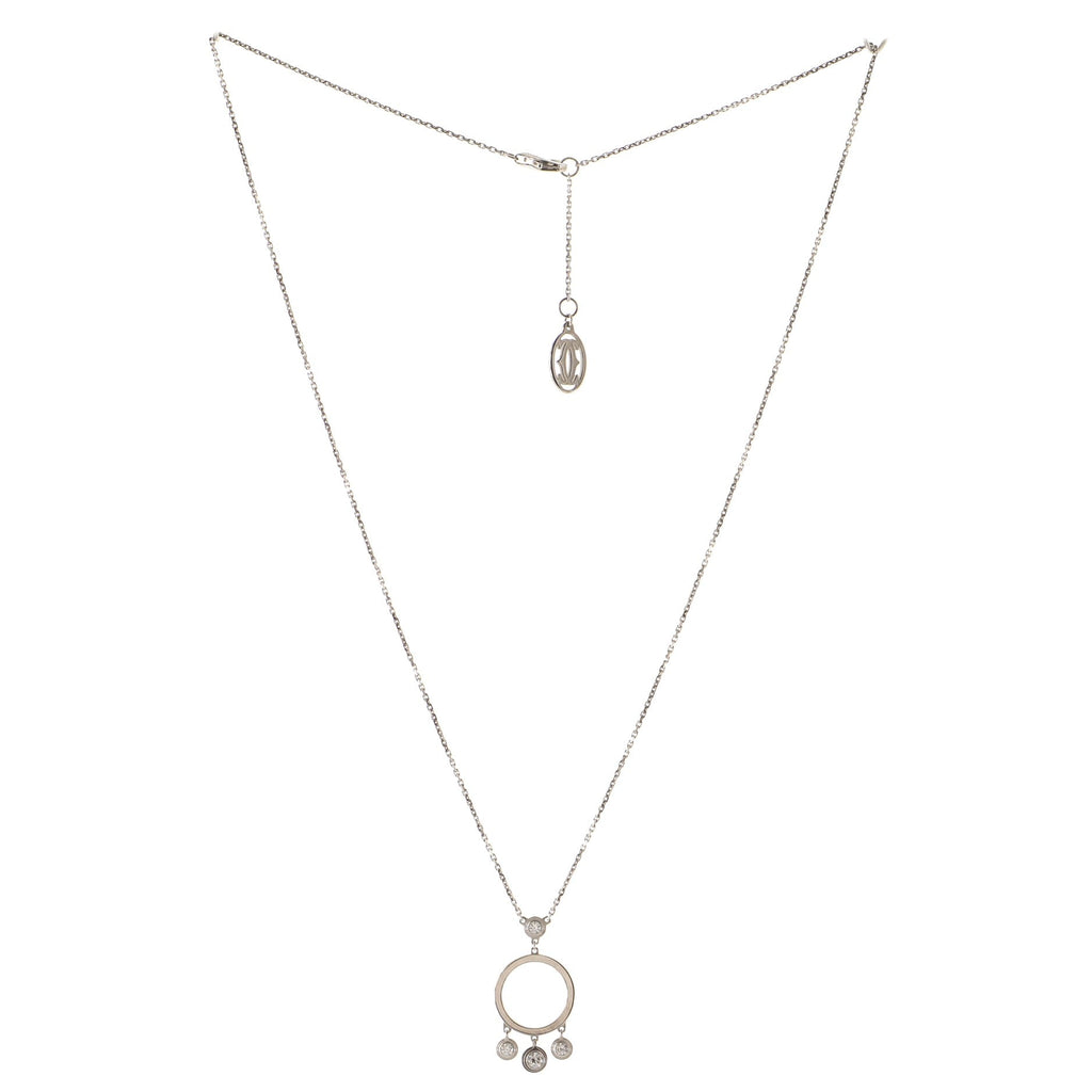 Drop Charms Circle Necklace 18K White Gold with Diamonds