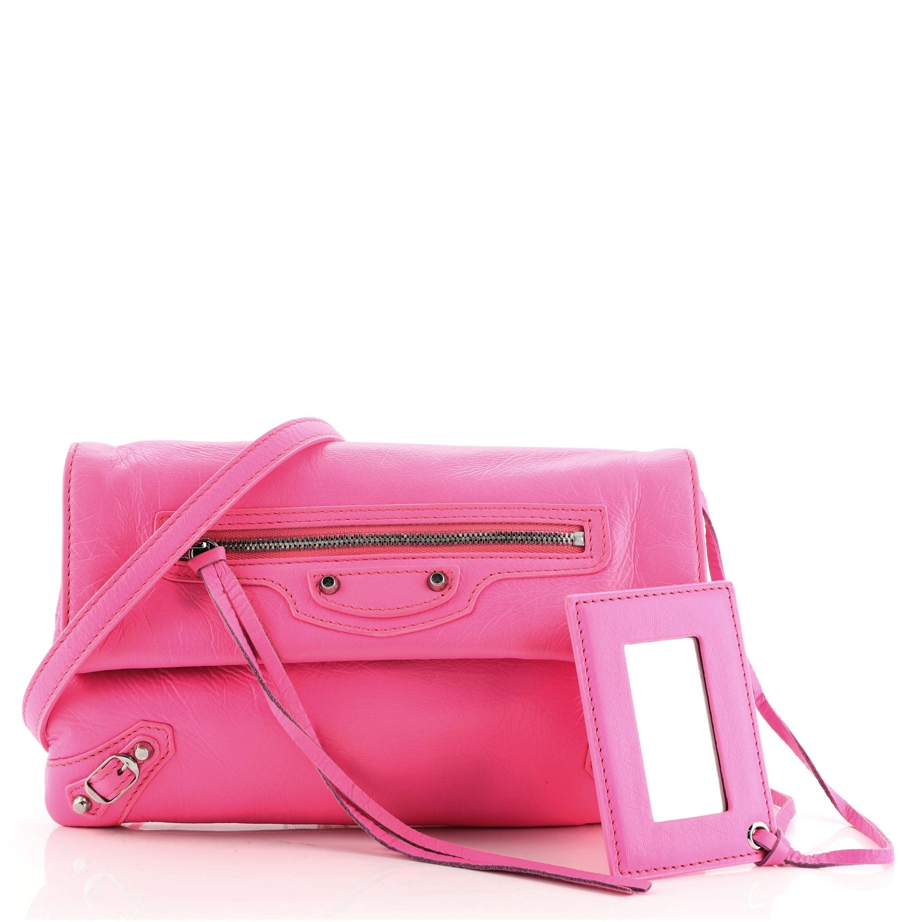 Classic Studs Envelope Strap Clutch Leather Mini