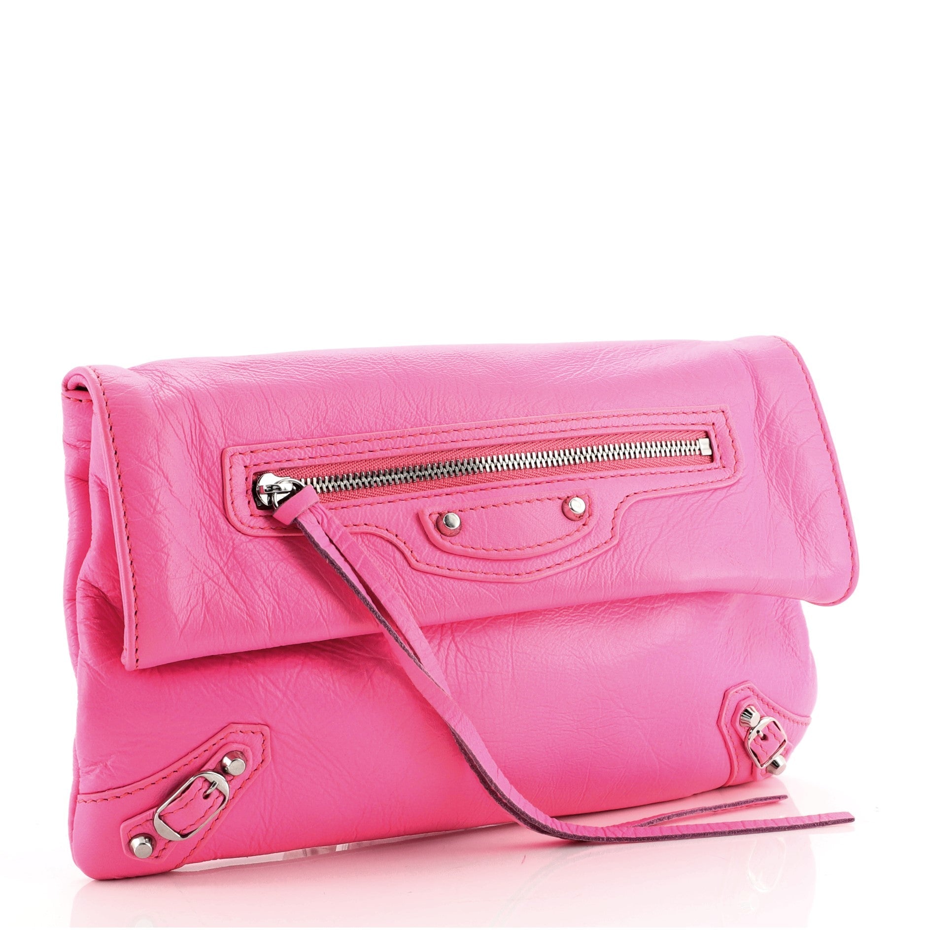 Classic Studs Envelope Strap Clutch Leather Mini