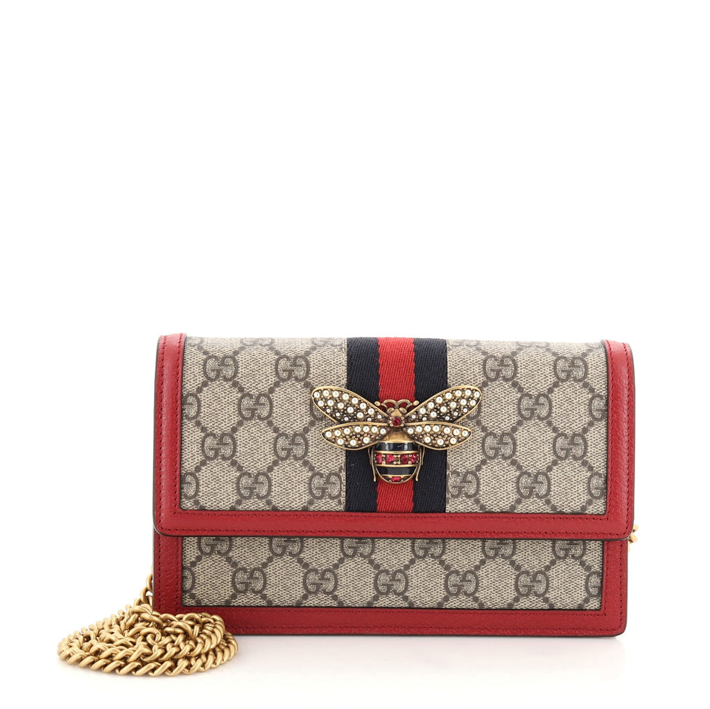 Queen Margaret Chain Wallet GG Coated Canvas Mini