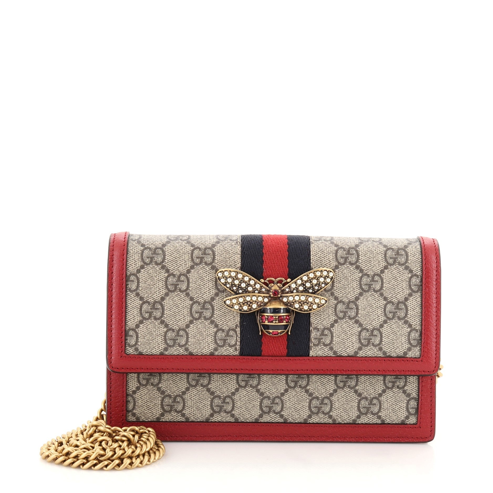Queen Margaret Chain Wallet GG Coated Canvas Mini