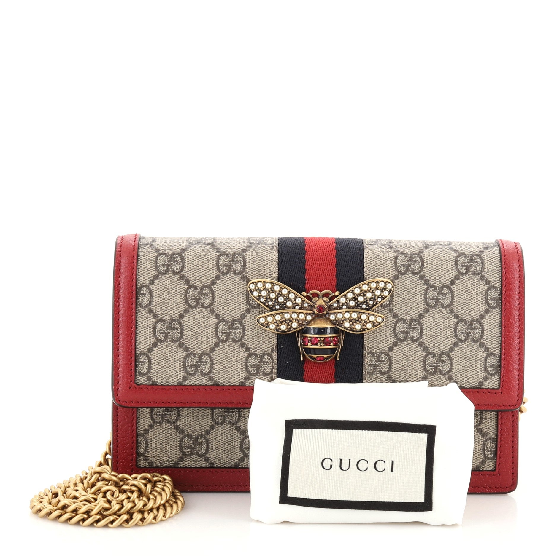 Queen Margaret Chain Wallet GG Coated Canvas Mini