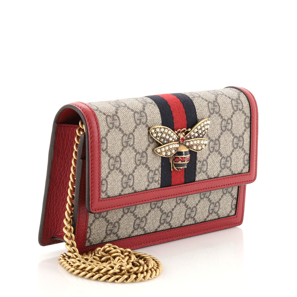 Queen Margaret Chain Wallet GG Coated Canvas Mini
