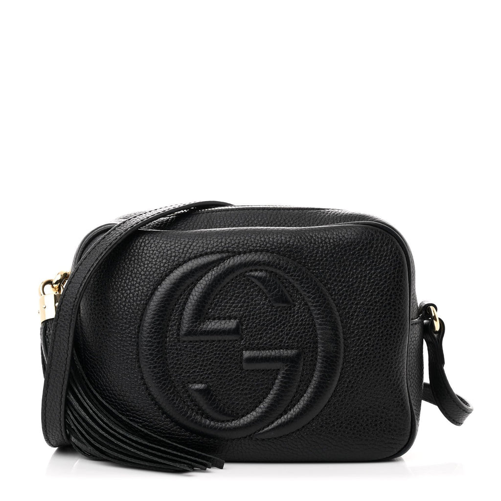 Pebbled Calfskin Small Soho Disco Bag Black
