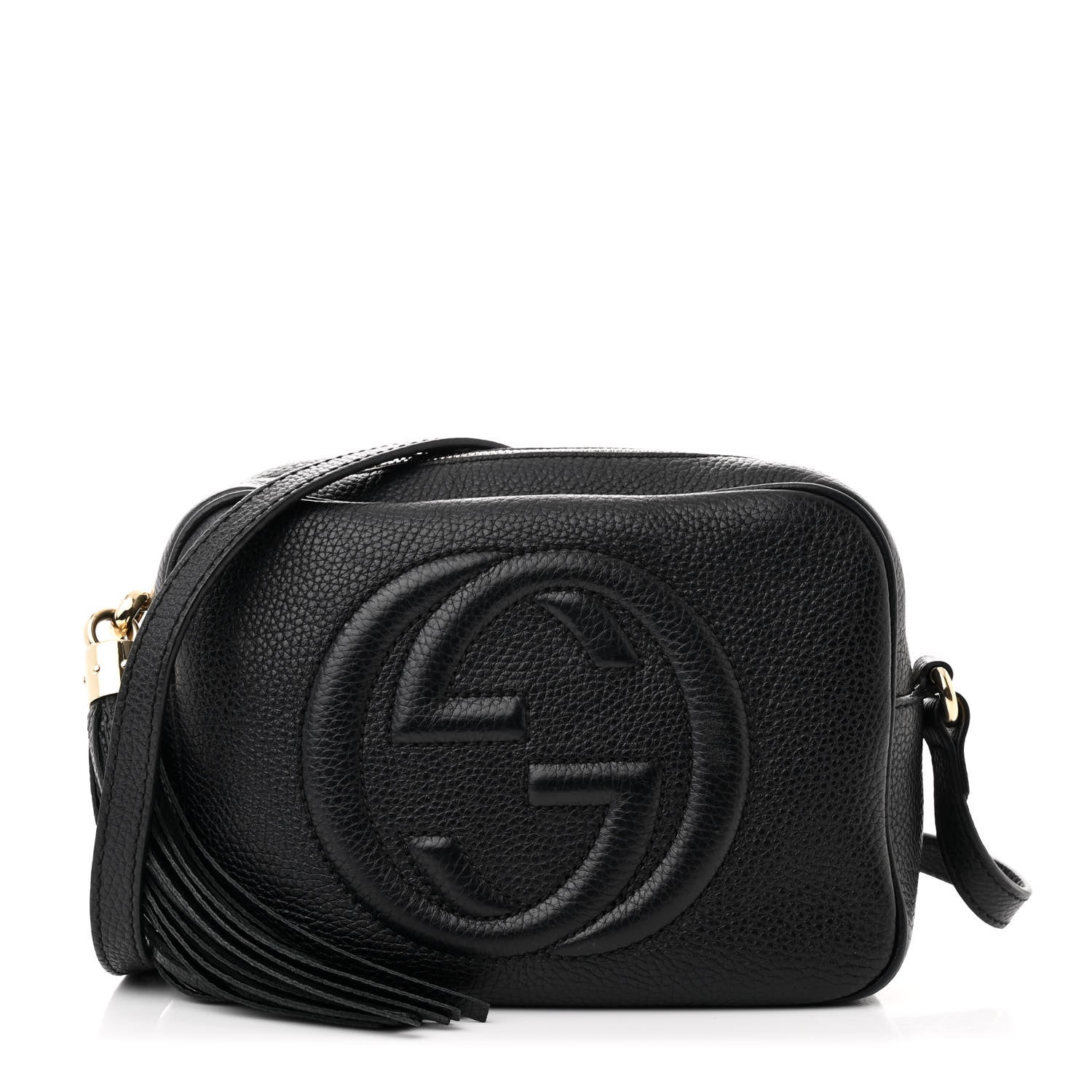Pebbled Calfskin Small Soho Disco Bag Black