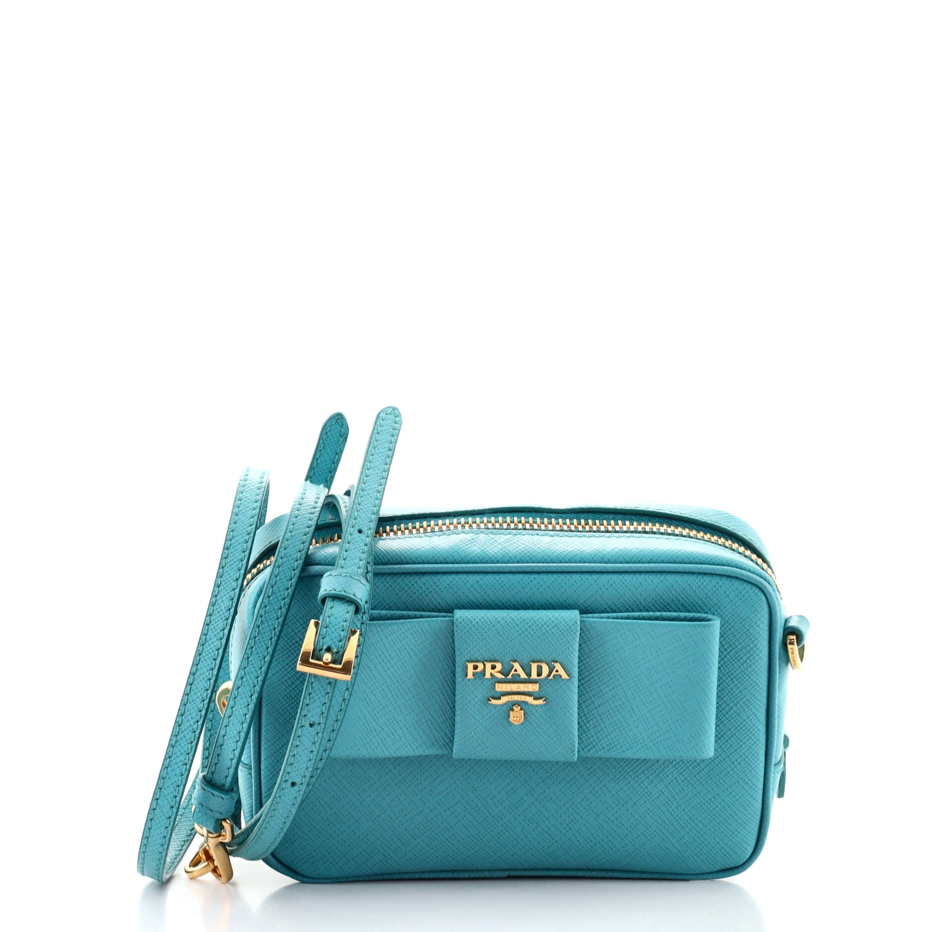 Bow Camera Crossbody Bag Saffiano Leather Mini
