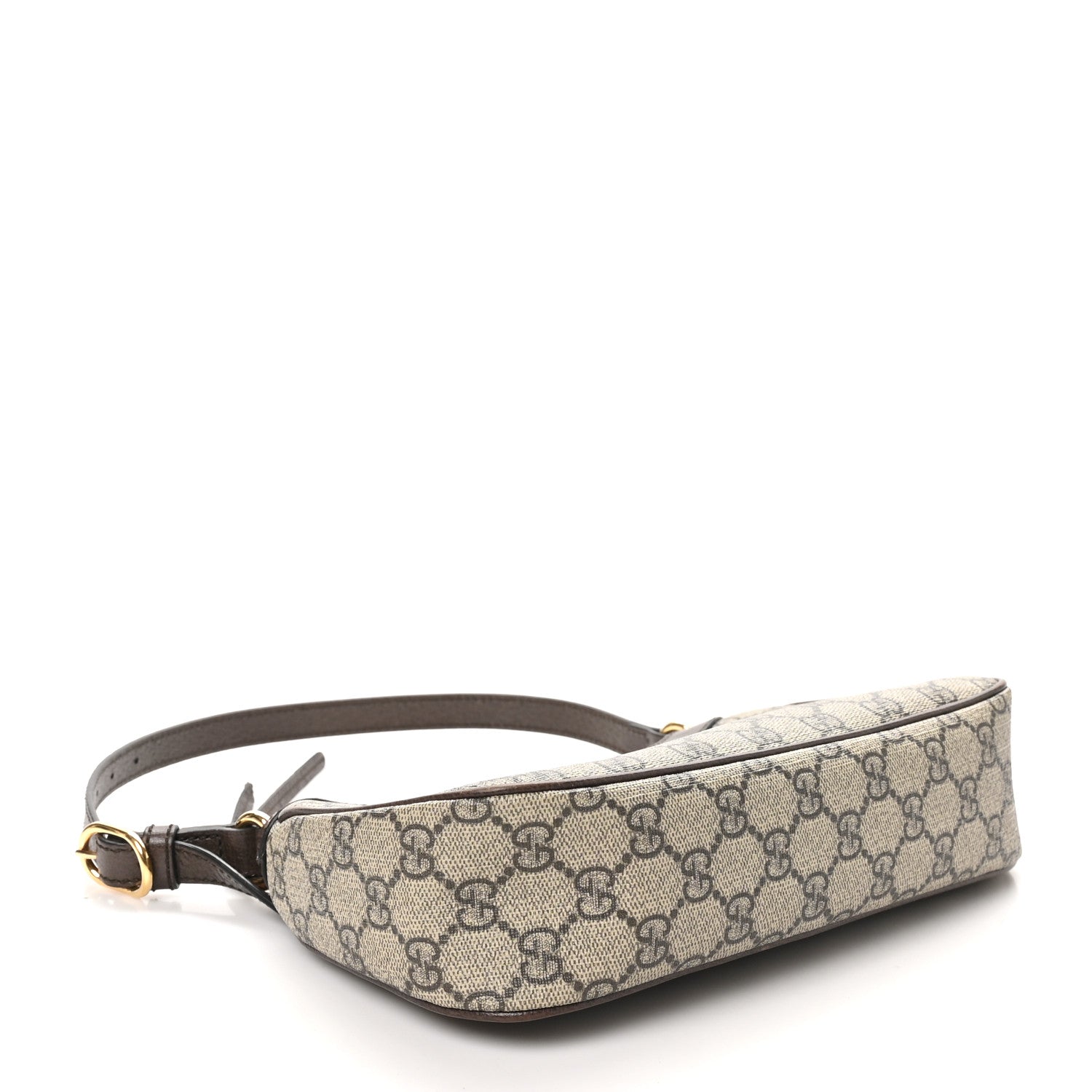 GG Supreme Monogram Textured Dollar Calfskin Small Ophidia Hobo Beige Ebony New Acero