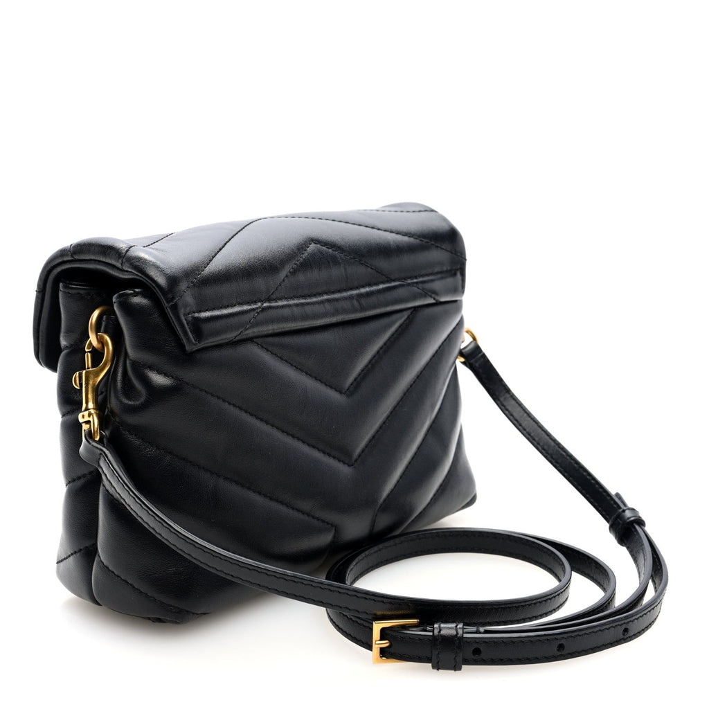 Calfskin Y Quilted Monogram Toy Loulou Crossbody Bag Black