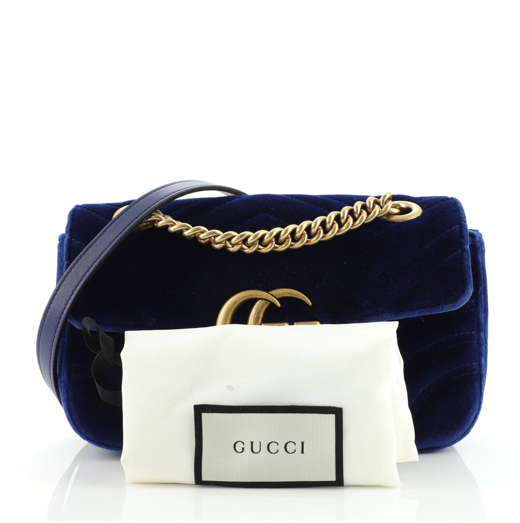 GG Marmont Flap Bag Matelasse Velvet Mini