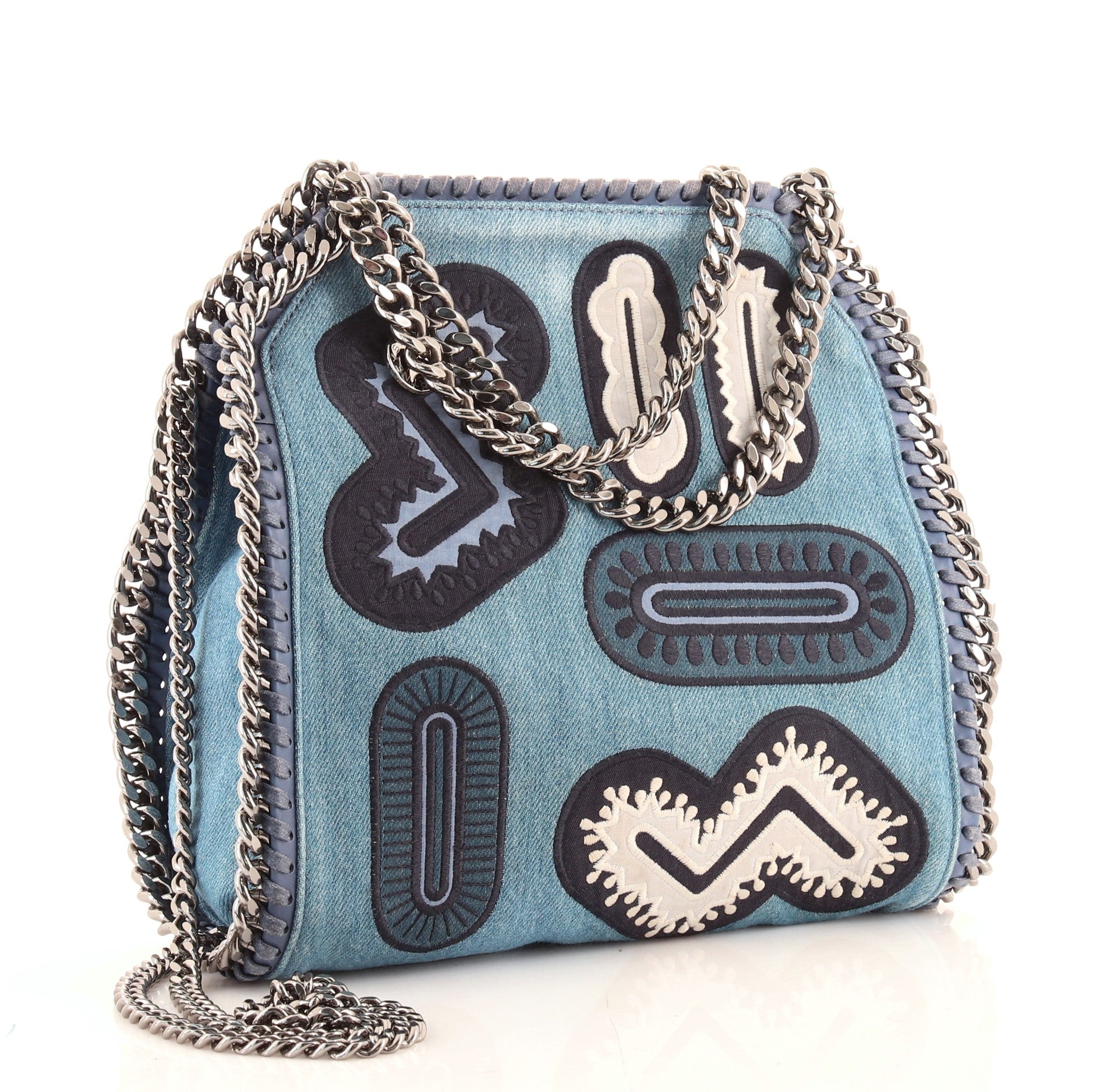 Falabella Fold Over Crossbody Bag Zigarette Denim Mini