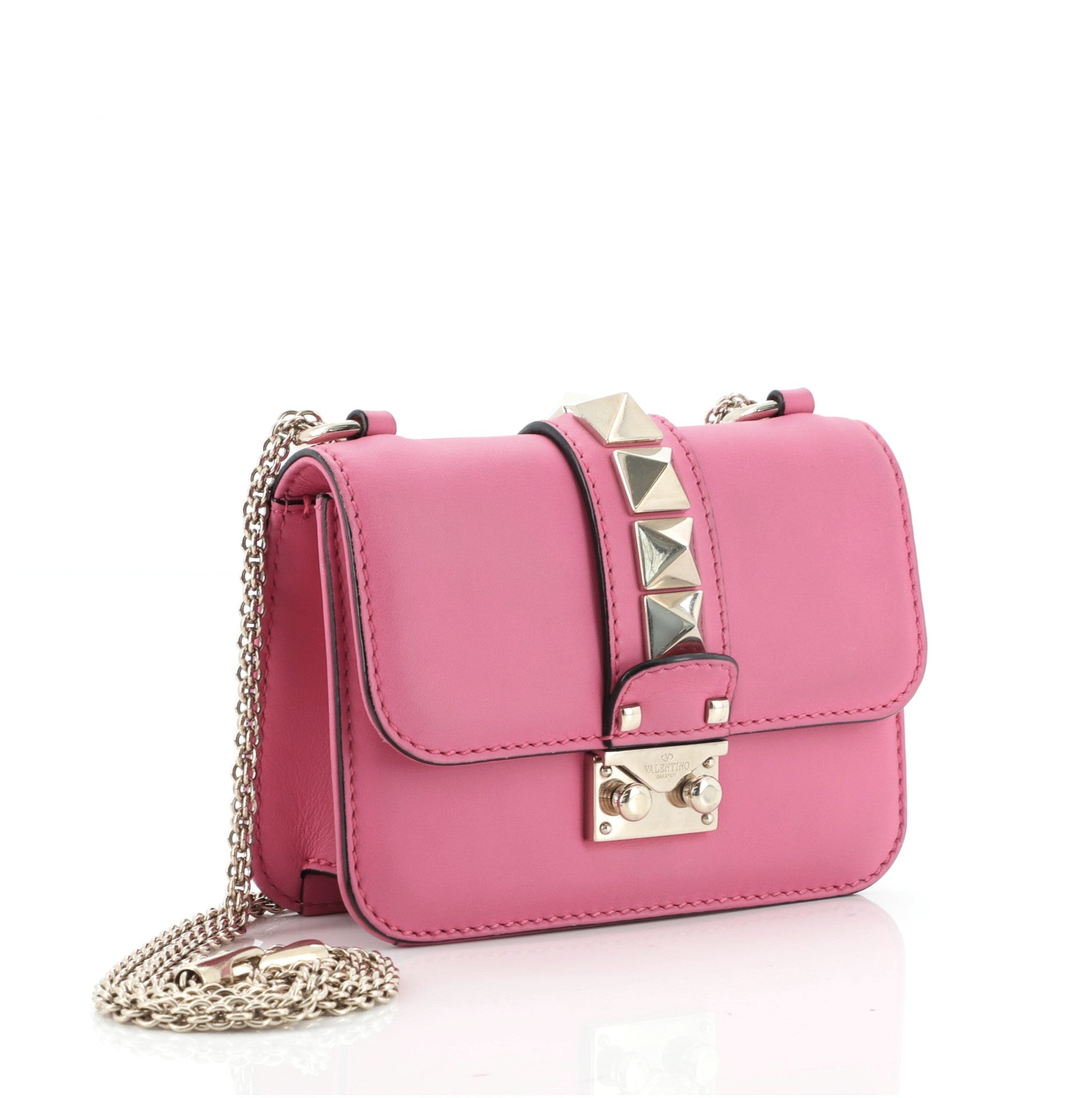 Glam Lock Shoulder Bag Leather Mini