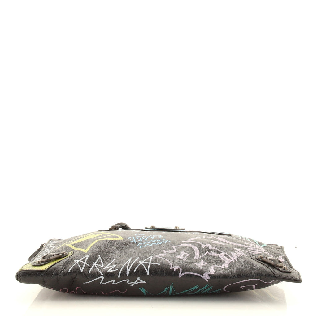 Graffiti Zip Around Classic Studs Clutch Leather Medium