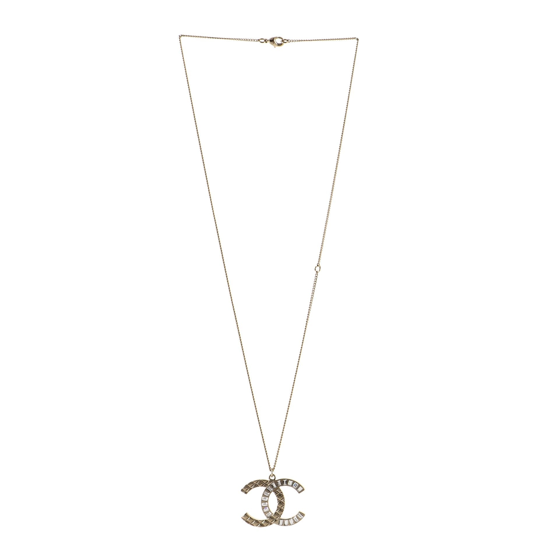 CC Pendant Necklace Metal with Crystals