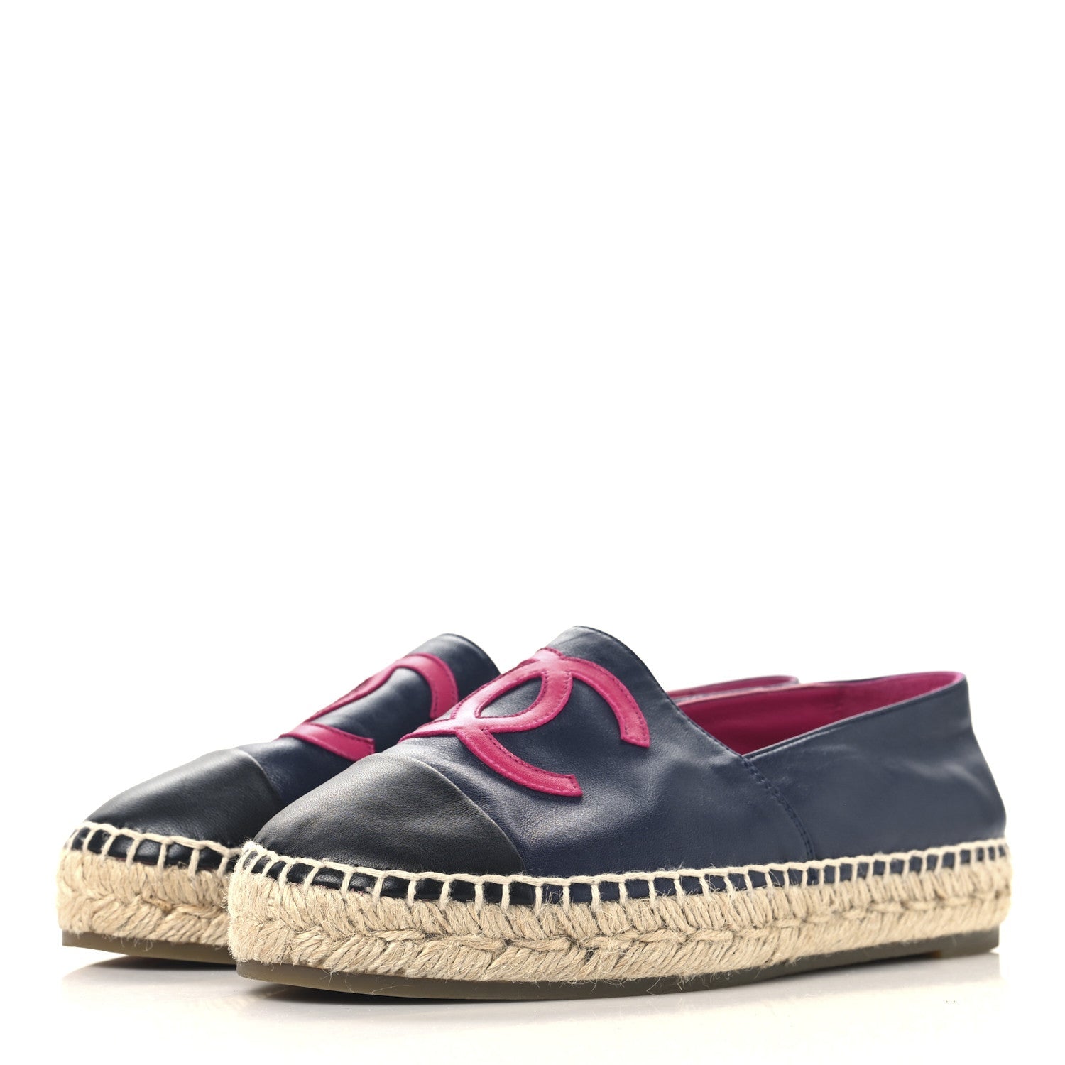 Lambskin CC Espadrilles 38 Navy Fuchsia Black