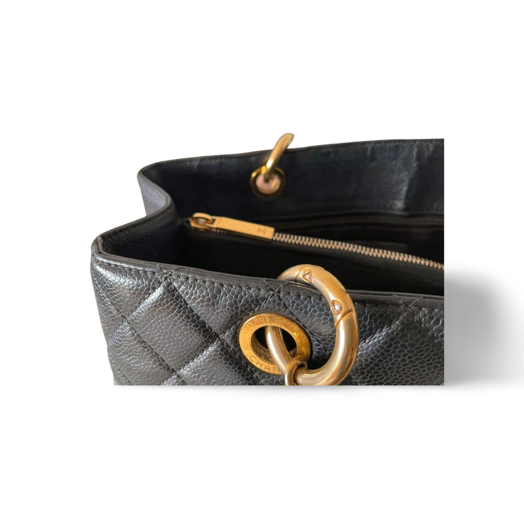 Chanel Black Grand Shopping Tote Bag in Caviar Leather with Gold Hardware