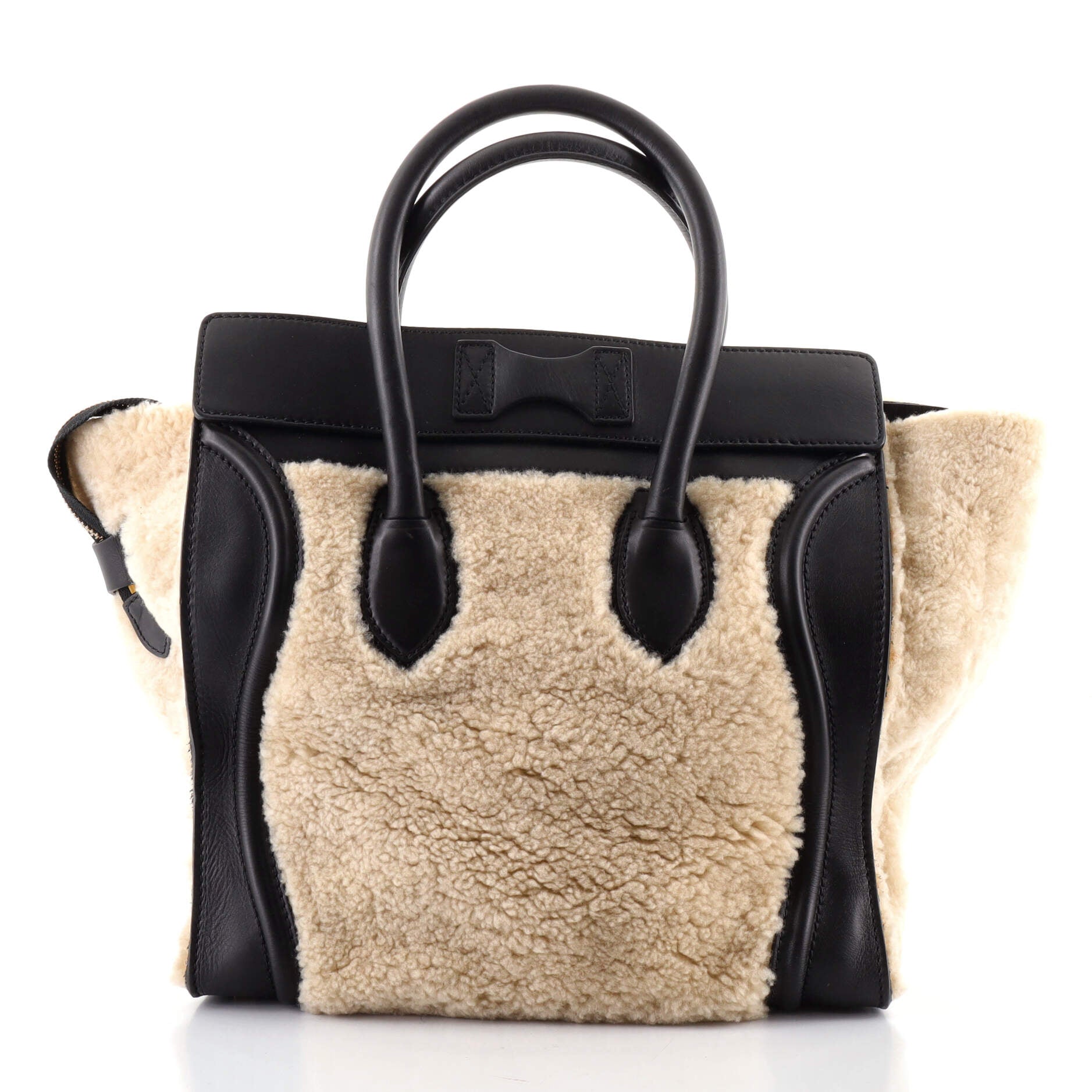 Bicolor Luggage Bag Shearling Mini