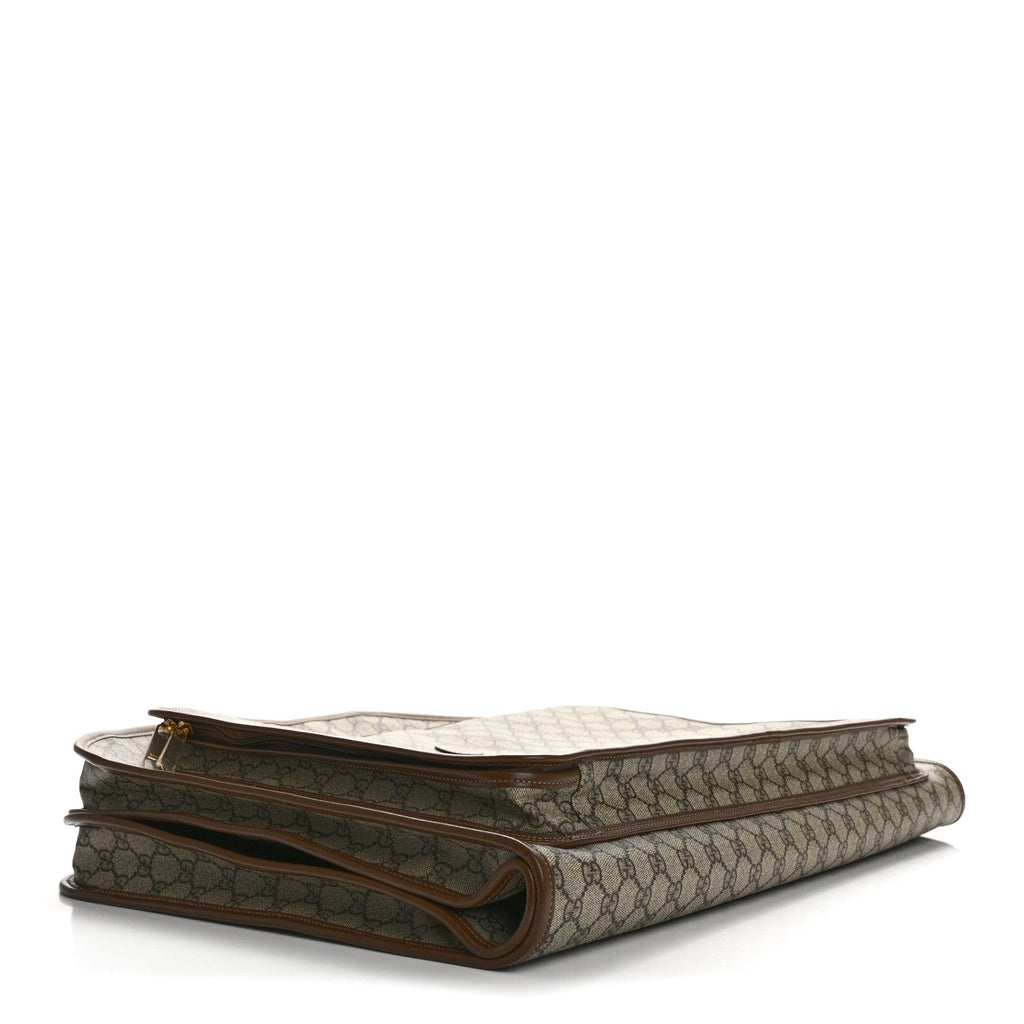 GG Supreme Monogram Azalea Calfskin Retro Interlocking G Hanger Garment Bag Beige Ebony Brown Sugar