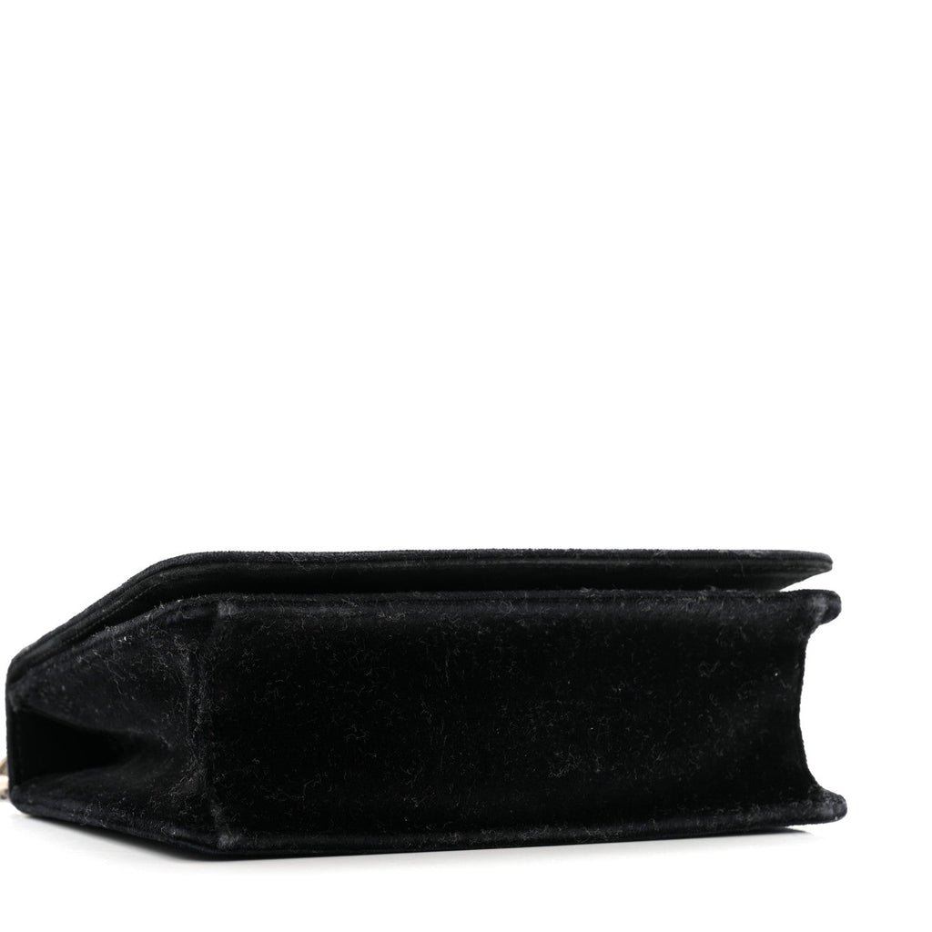 Velluto Cahier Lock Trunk Crossbody Bag Black