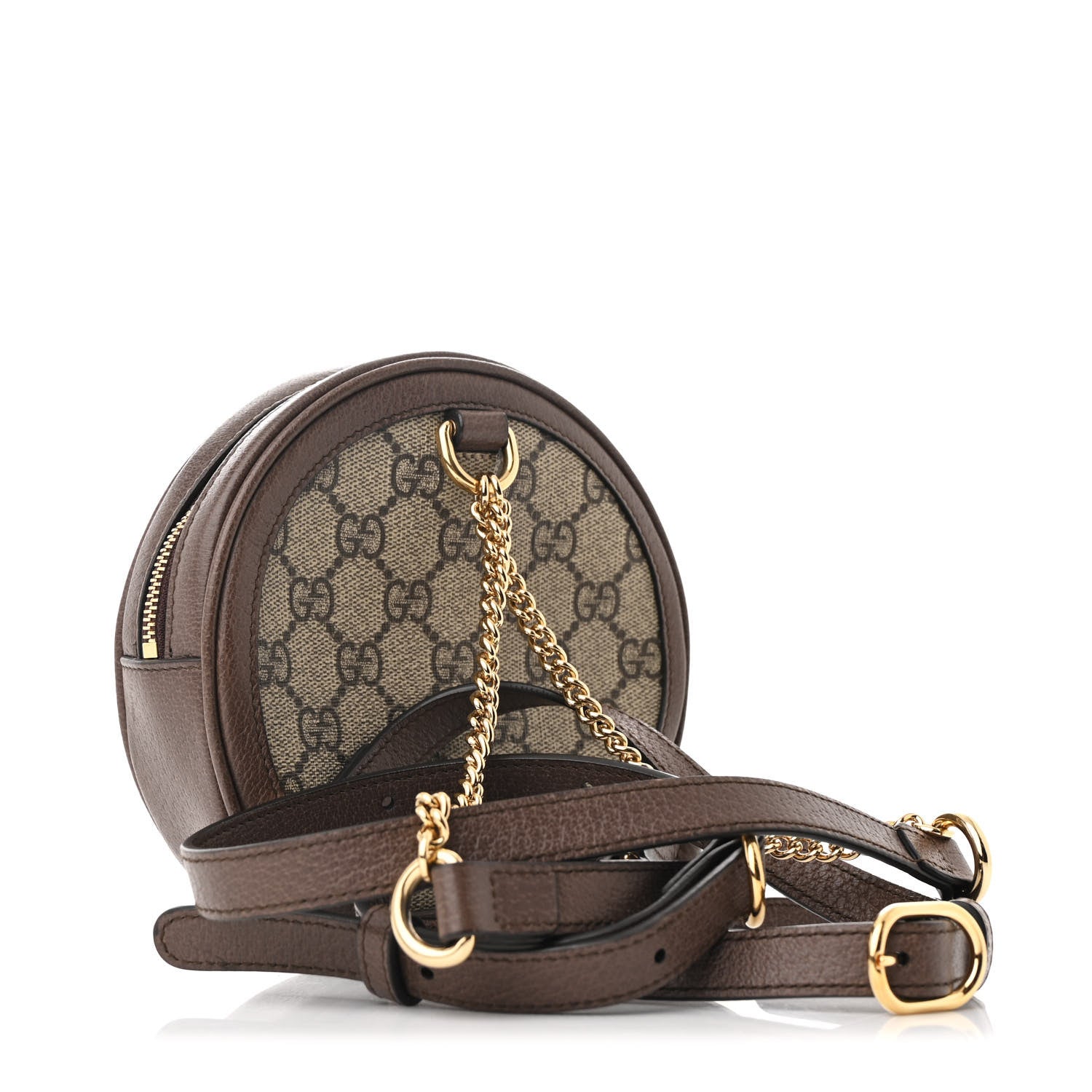 GG Supreme Monogram Web Mini Ophidia Round Backpack Brown