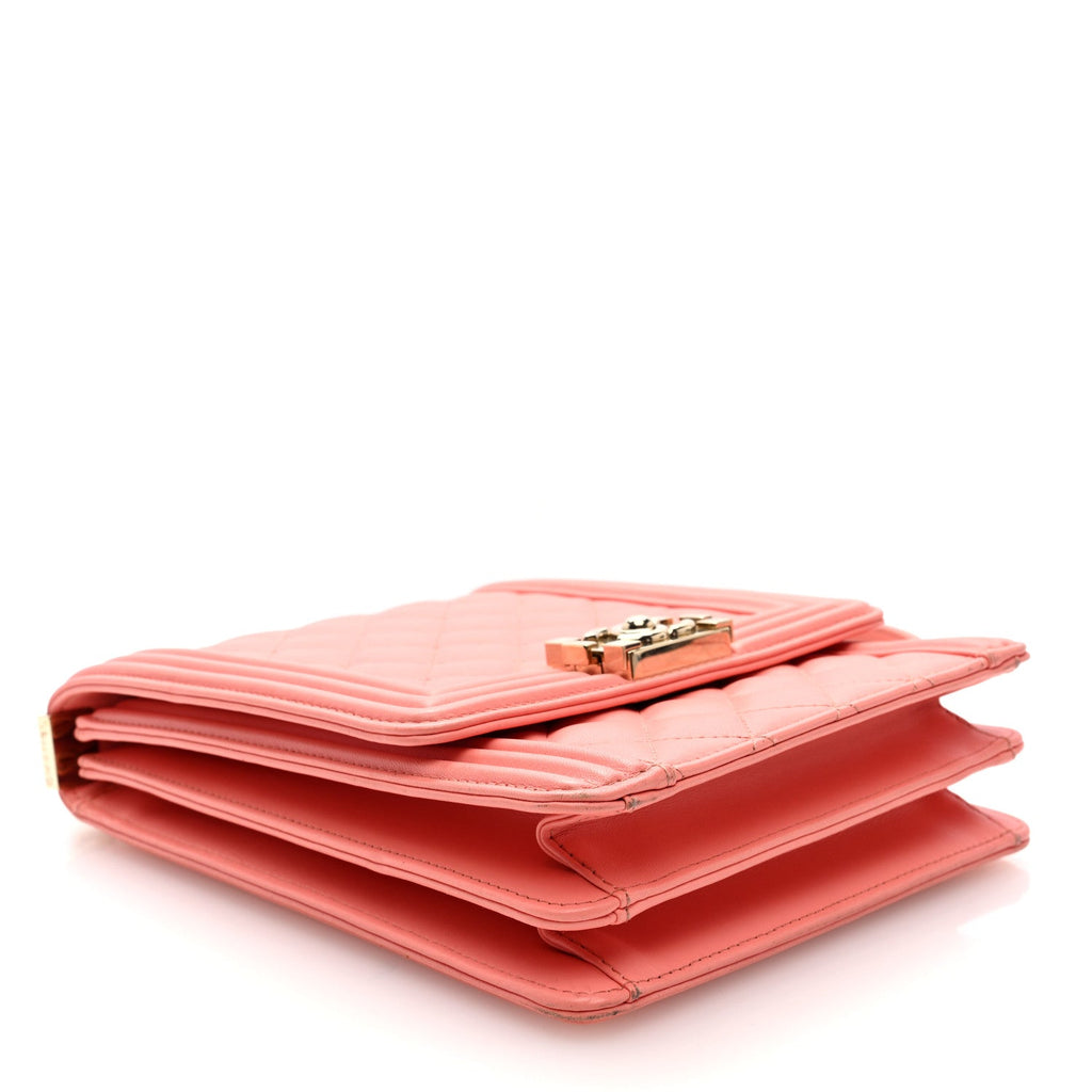 Lambskin Quilted North South Boy Flap Pink