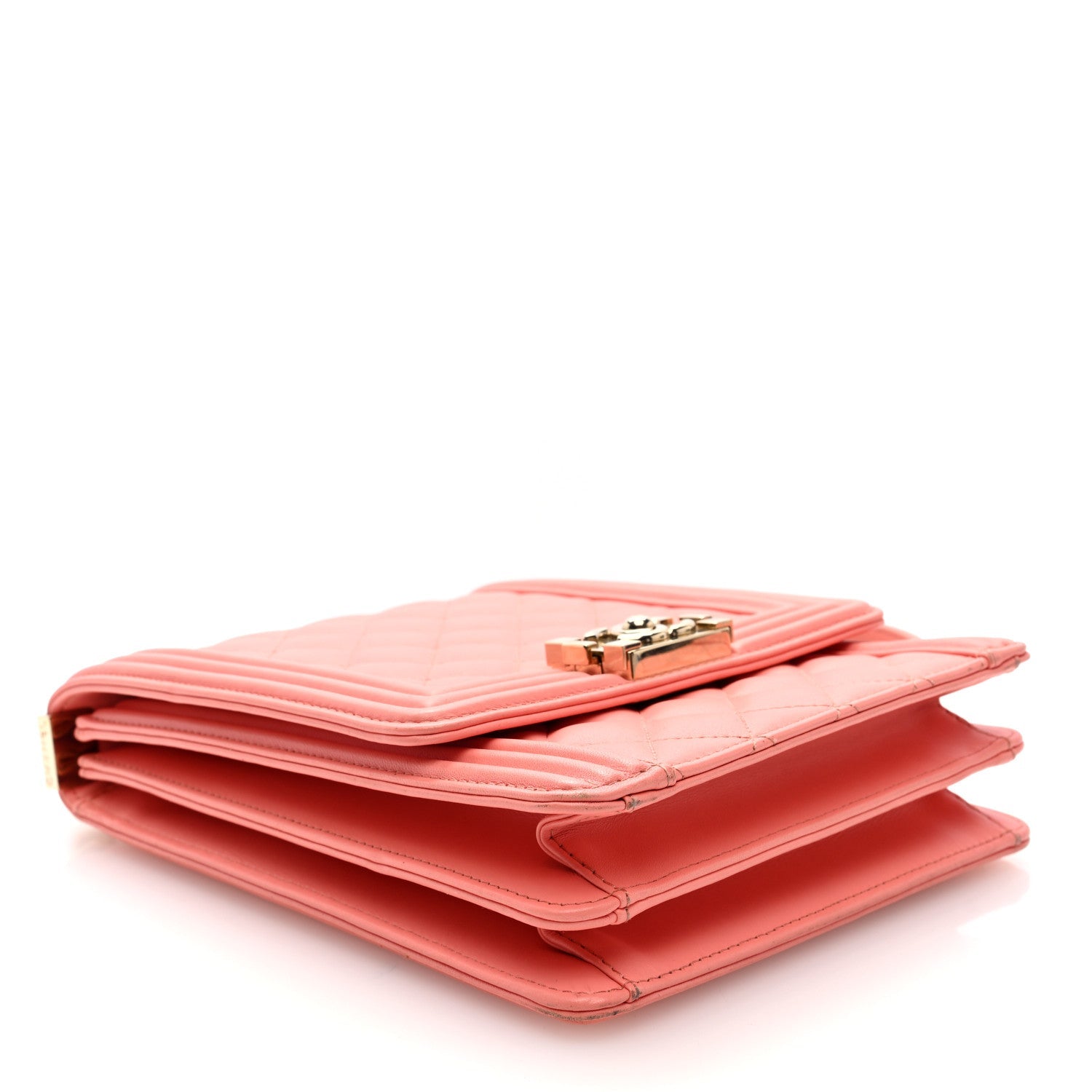 Lambskin Quilted North South Boy Flap Pink
