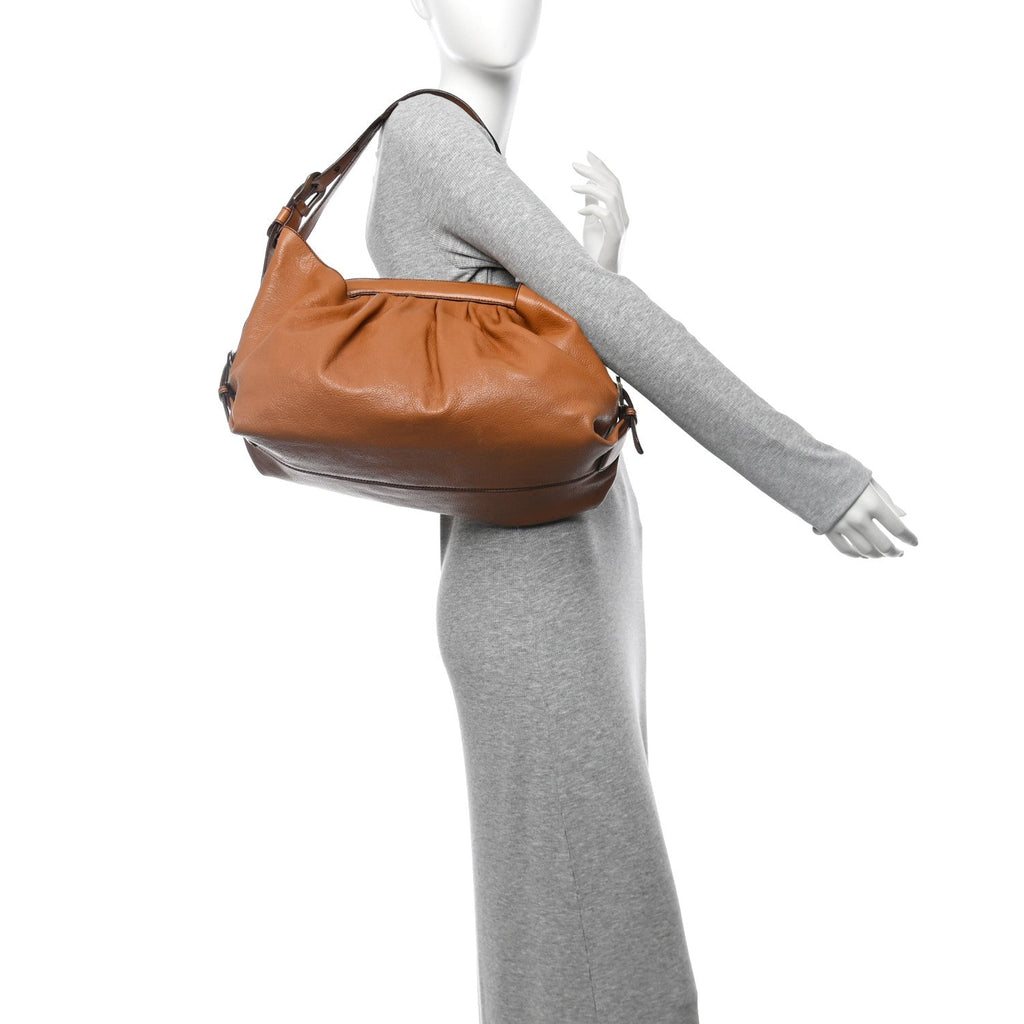 Grained Calfskin Doctor B Hobo Bag Cognac