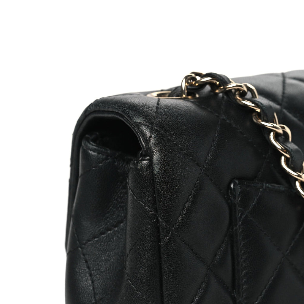 Lambskin Quilted Mini Rectangular Flap Black