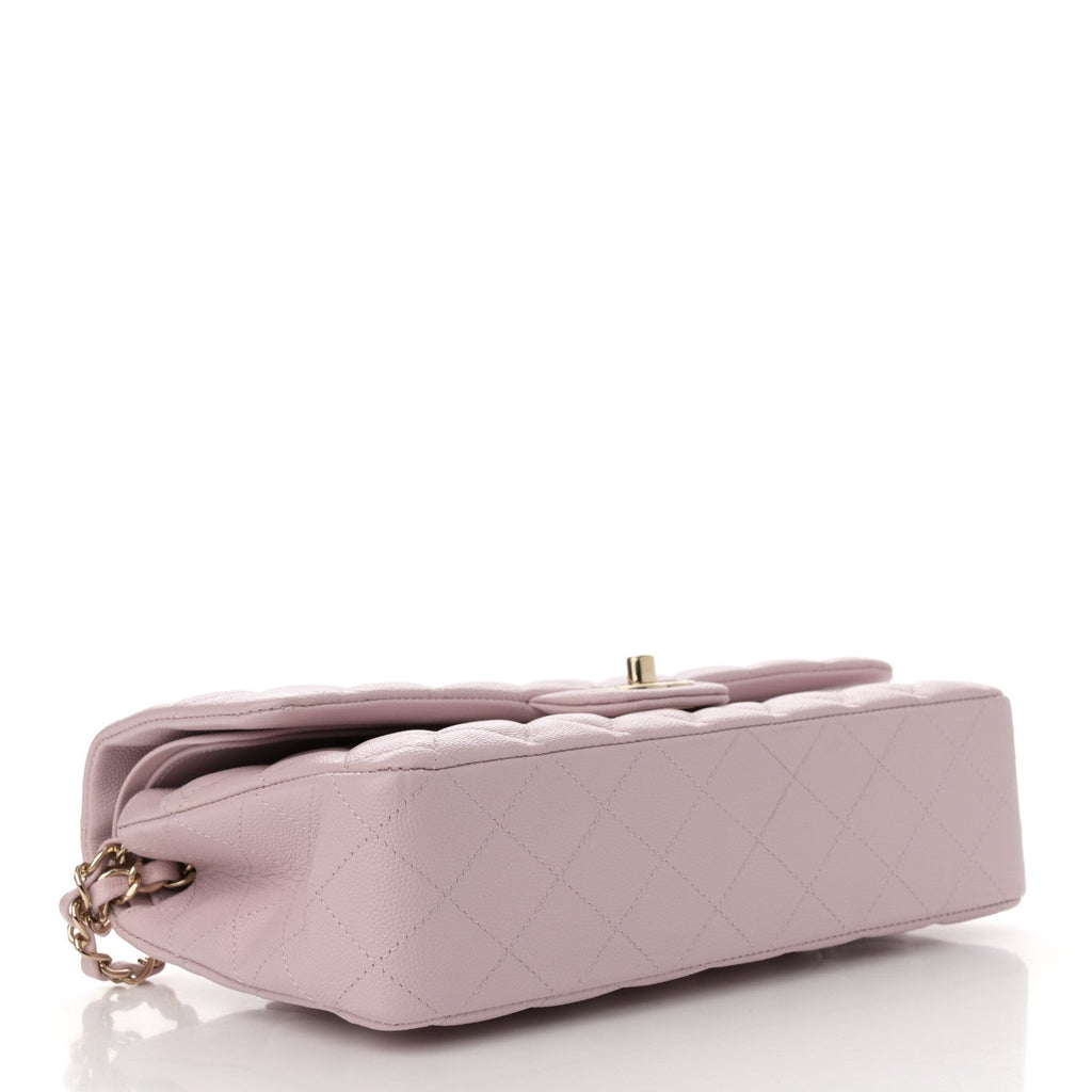 Caviar Quilted Medium Double Flap Light Pink