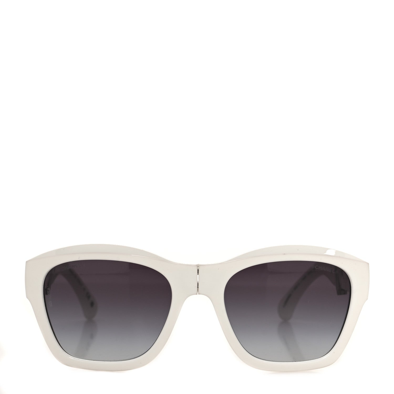 Acetate Metal Crystal Square Folding Sunglasses 6055-B White