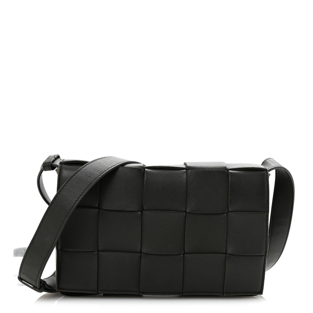 Lambskin Maxi Intreccio Cassette Crossbody Bag Taupe Grey